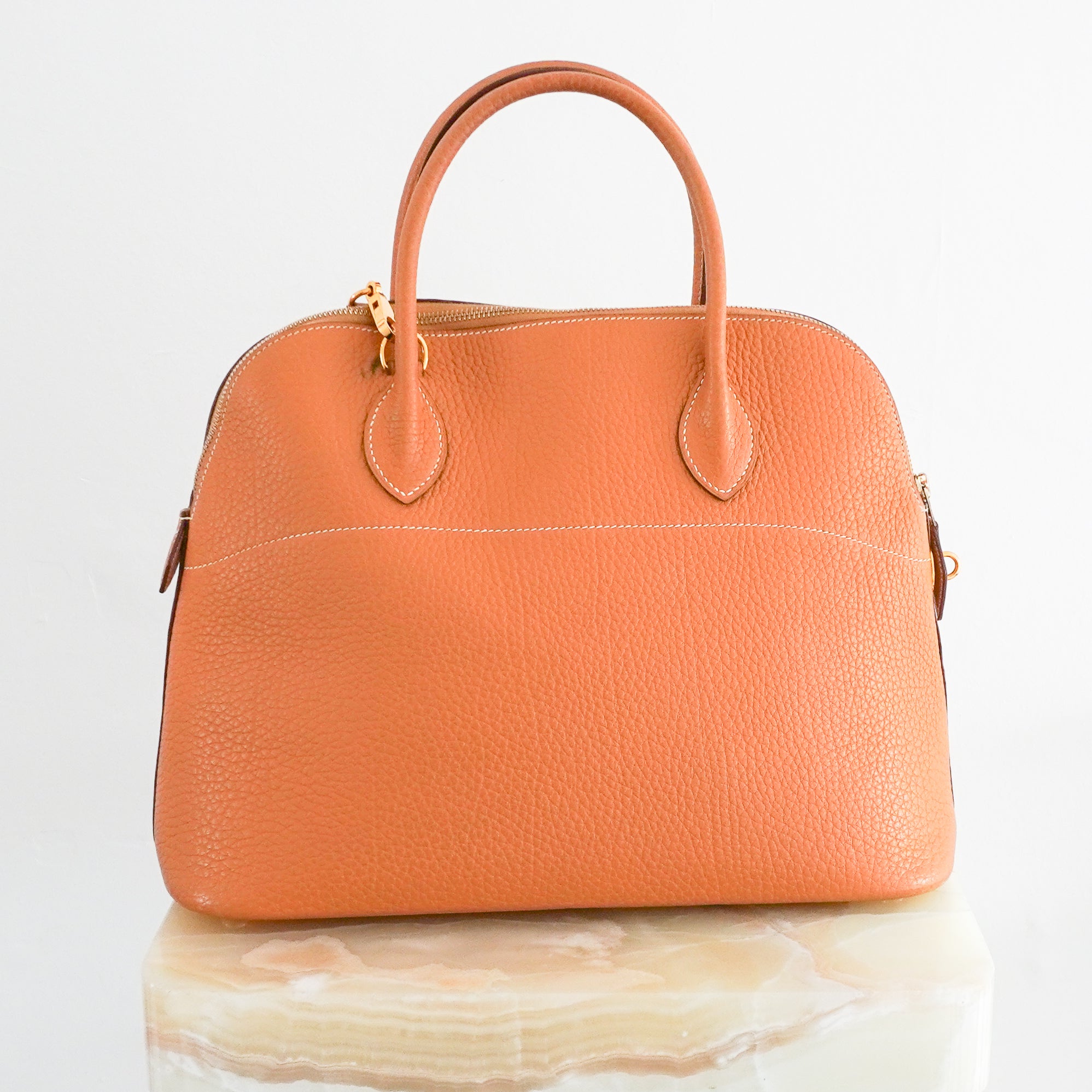 Hermès Bolide 35 Bag in Gold Togo Leather and Gold Tone Hardware (RRP £6000) | Authentic Preloved - Reloved Again