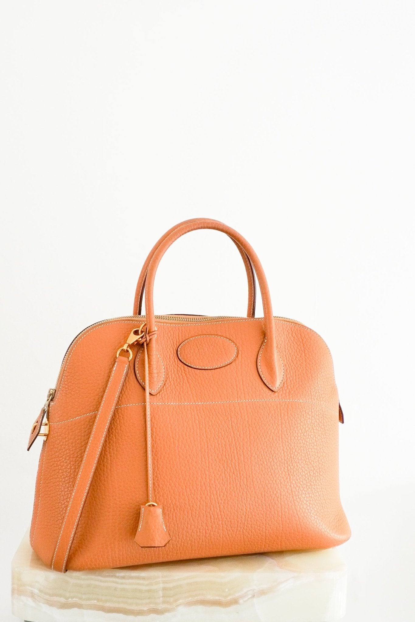 Hermès Bolide 35 Bag in Gold Togo Leather and Gold Tone Hardware (RRP £6000) | Authentic Preloved - Reloved Again