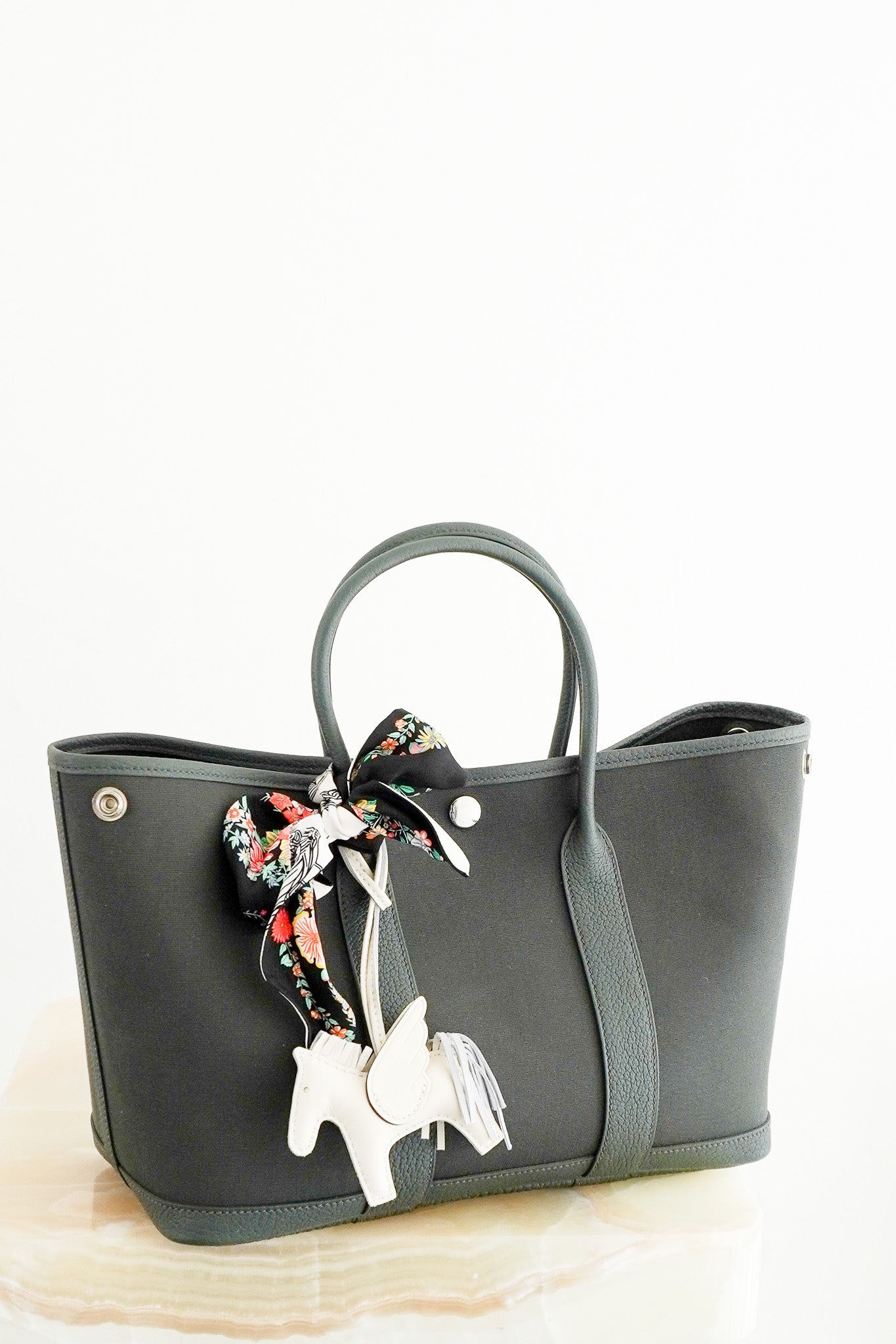 Hermes Graphite Garden Party 30 Tote Bag in Toile Officier (RRP £2400) | Authentic Preloved - Reloved Again