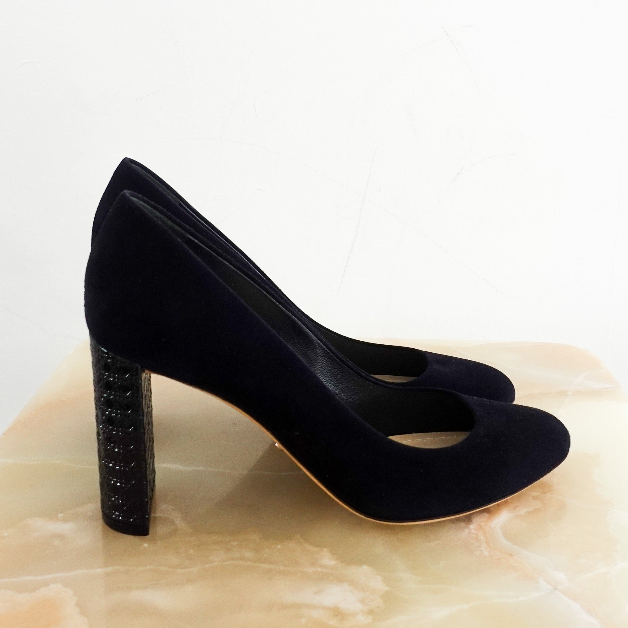 Dior Cannage Suede Navy Pump RRP £560 | Authentic Preloved - Reloved Again