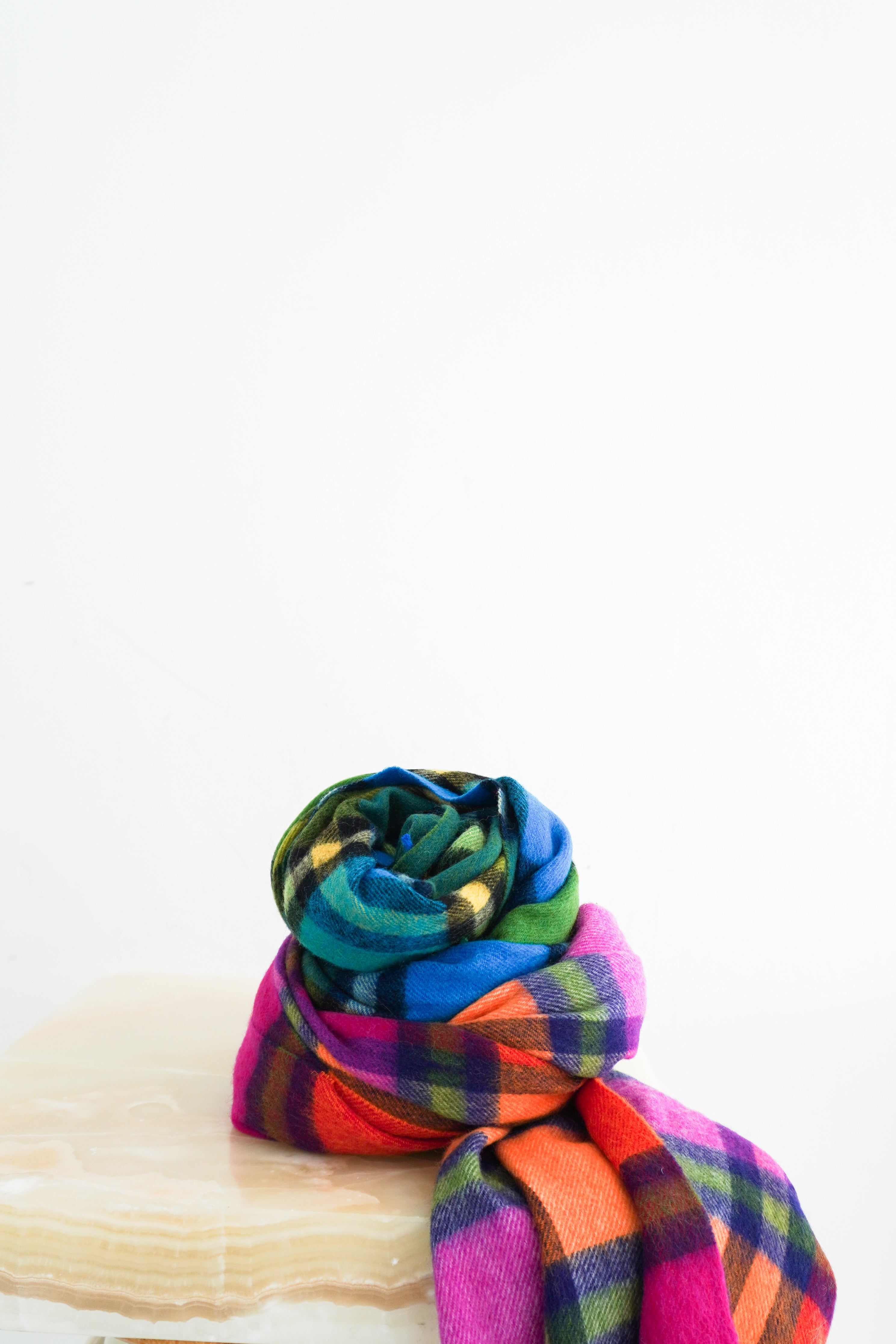 kate-spade-multicoloured-check-print-scarf-authentic-preloved-front-picture-Chelsea-london