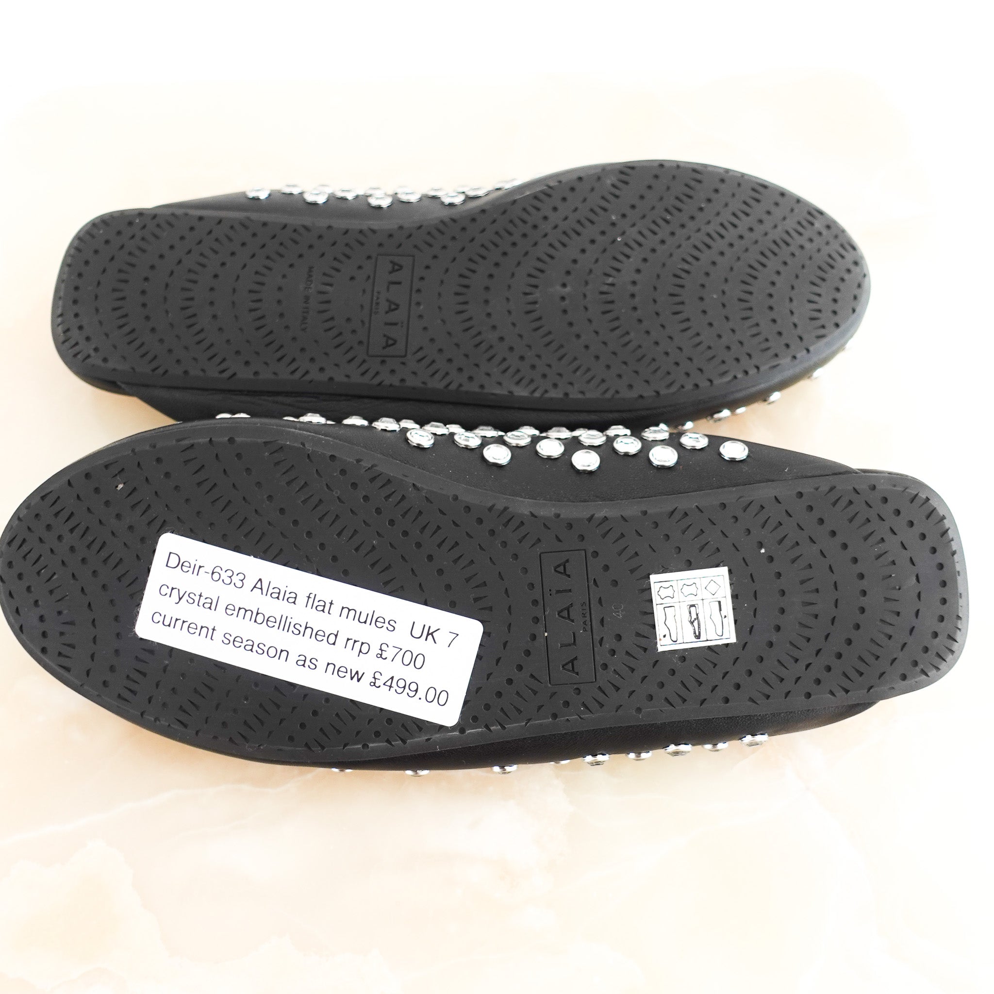NEW CURRENT SEASON ALAIA Strass Mules in Black RRP £790 | Authentic Preloved - Reloved Again