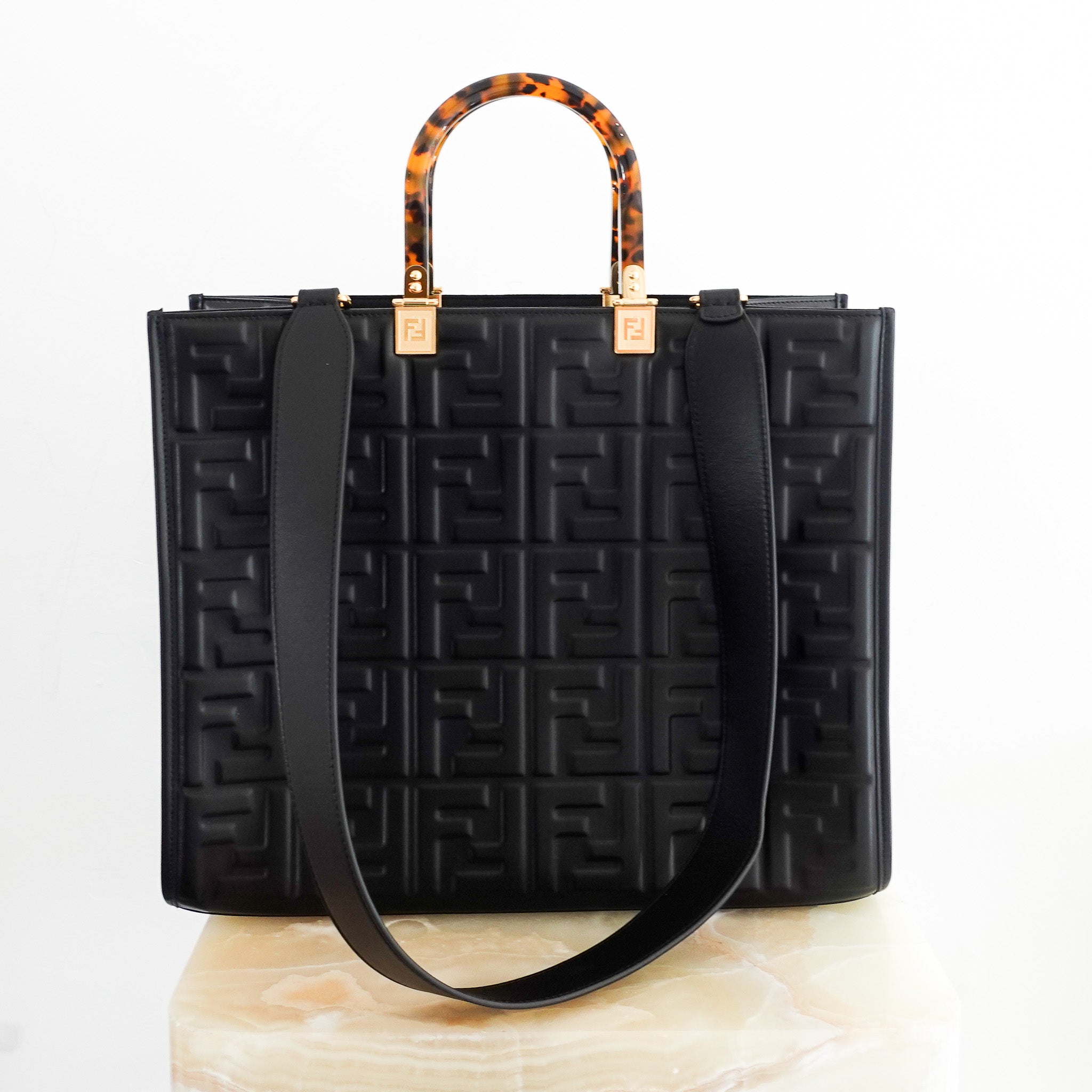 new-fendi-ff-sunshine-medium-black-tote-bag-with-strap-picture-chelsea-london