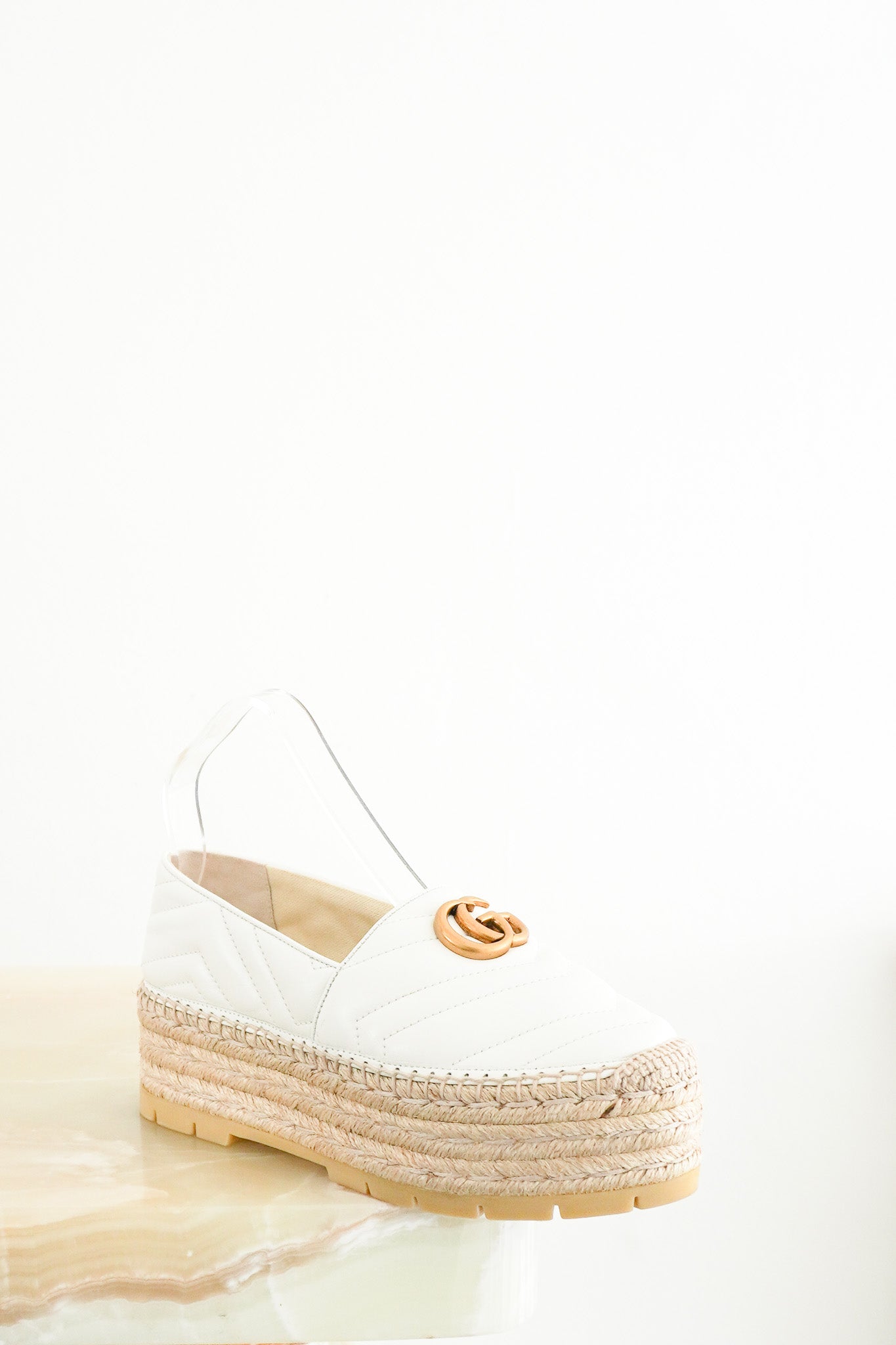 NEW Gucci White GG Marmont Leather Espadrilles (RRP £550) | Authentic Preloved - Reloved Again