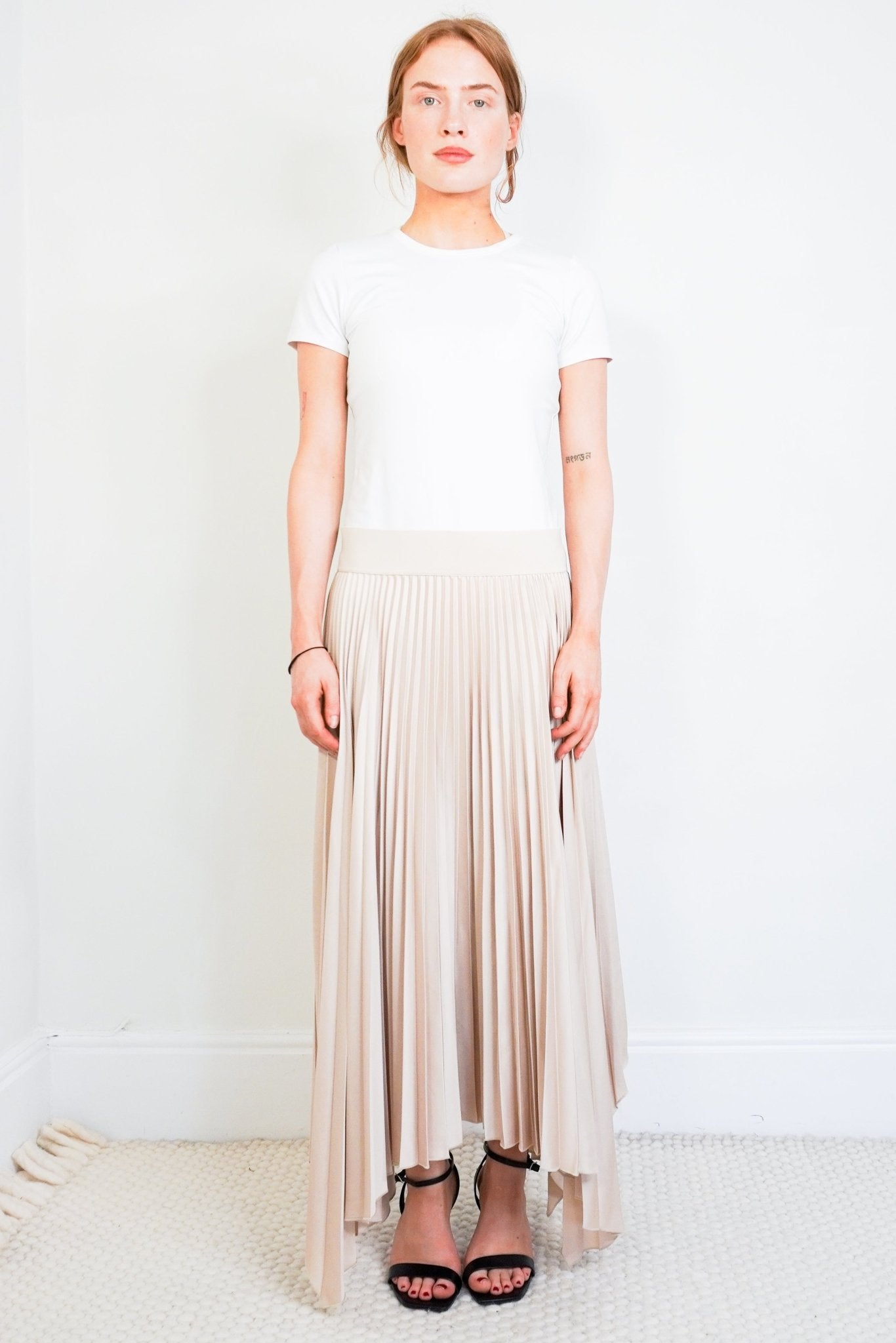 NEW Joseph Ade Beige Pleated Midi Skirt RRP £345 | Authentic Preloved - Reloved Again