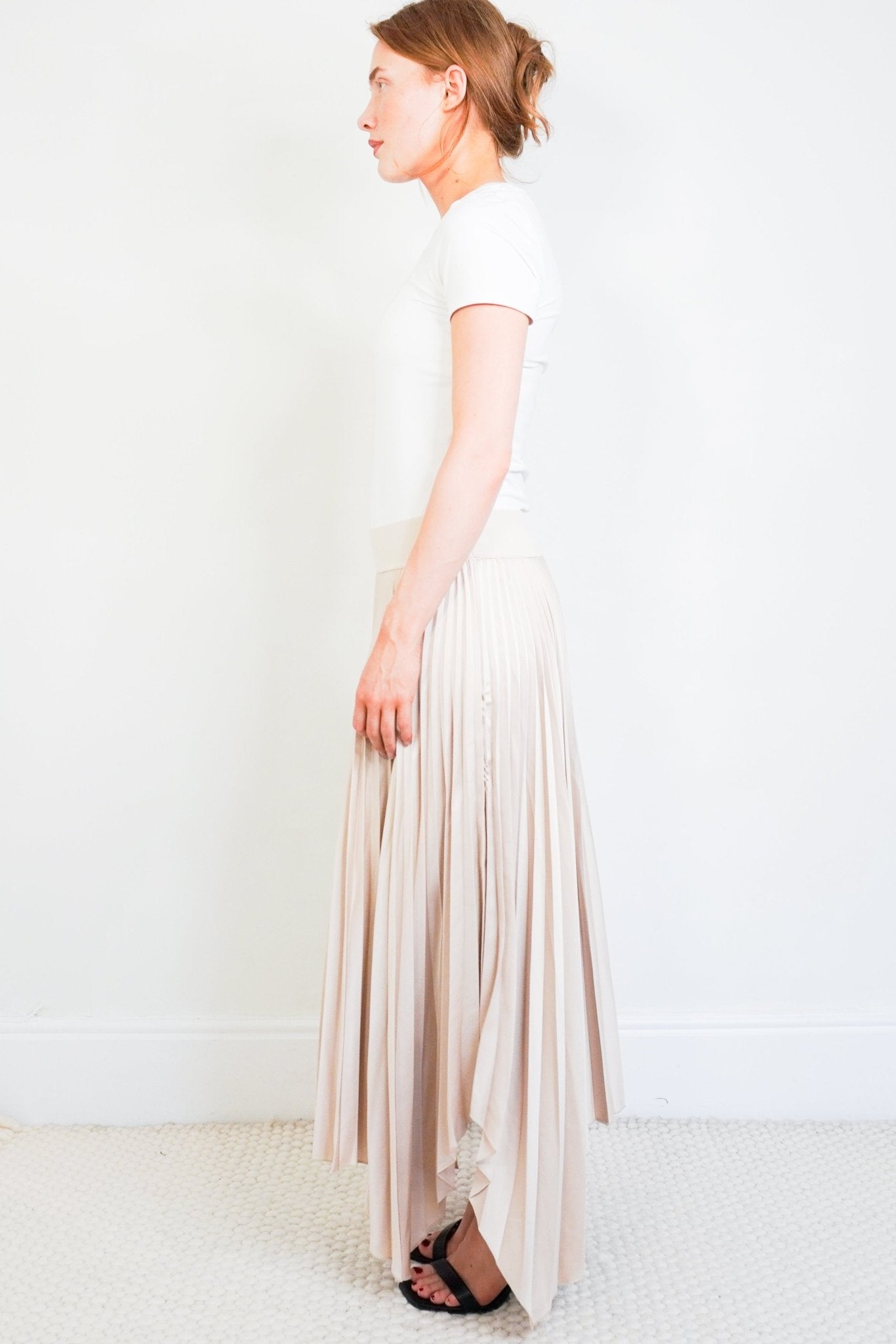 NEW Joseph Ade Beige Pleated Midi Skirt RRP £345 | Authentic Preloved - Reloved Again