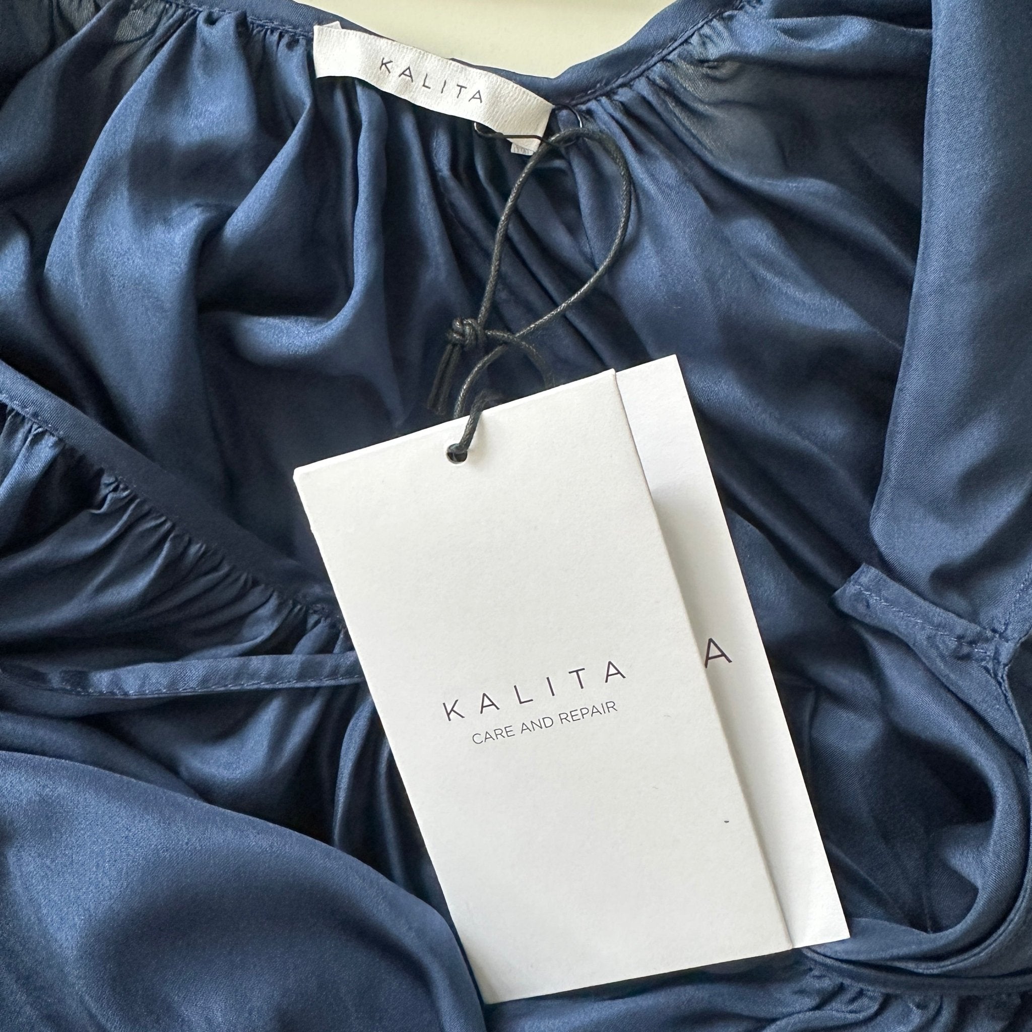 NEW Kalita Navy Silk Maxi Dress RRP £800 | Authentic Preloved - Reloved Again