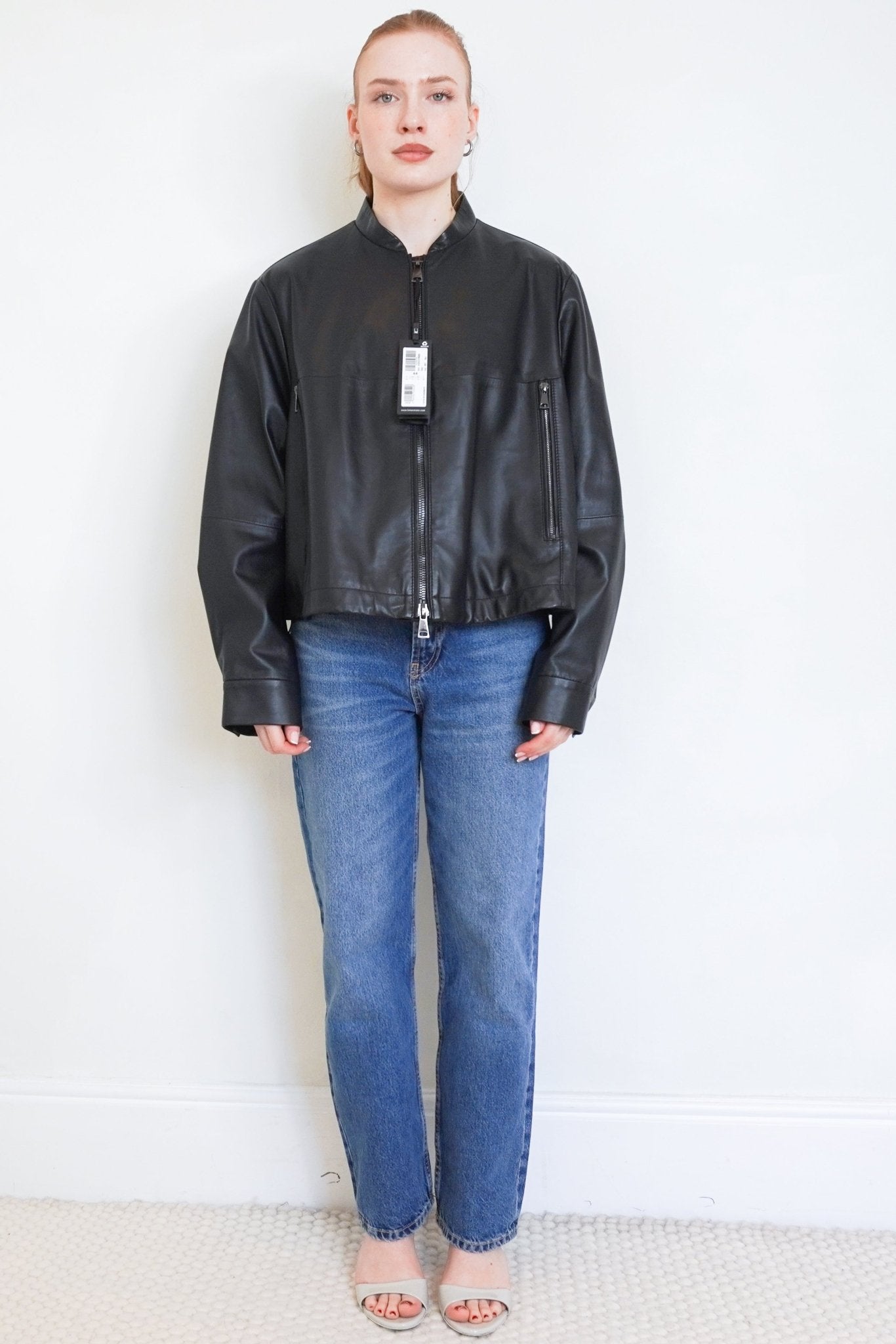 NEW Luisa Cerano Black Leather Bomber Jacket RRP £600 | Authentic Preloved - Reloved Again