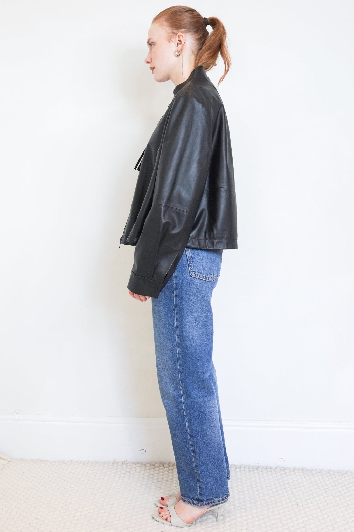 NEW Luisa Cerano Black Leather Bomber Jacket RRP £600 | Authentic Preloved - Reloved Again