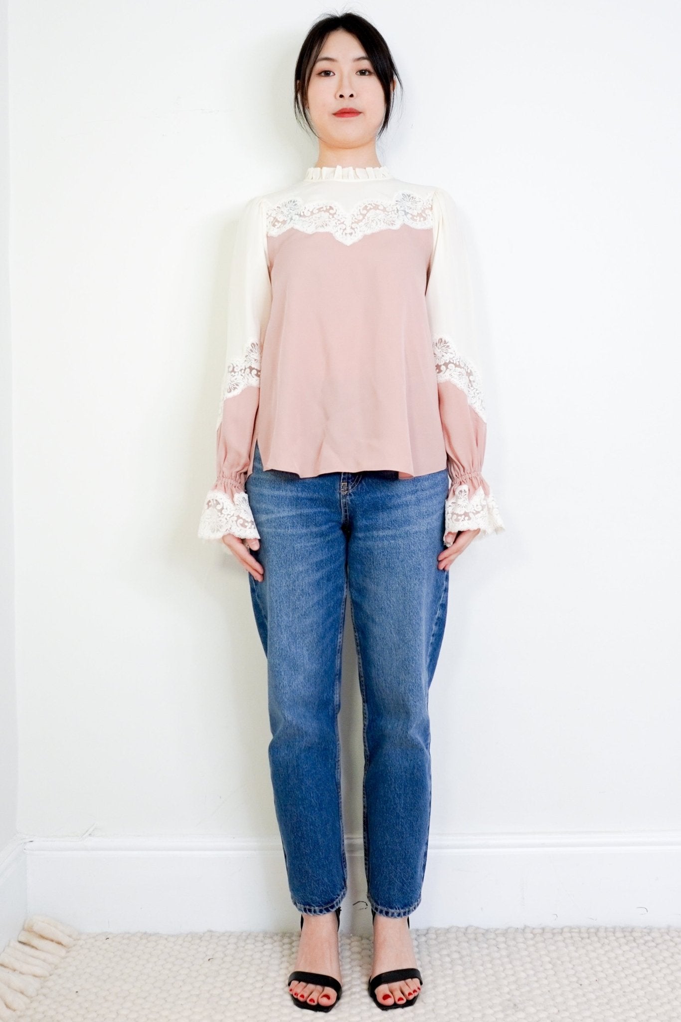NEW ME+EM Pink and White lace blouse RRP £175 | Authentic Preloved - Reloved Again