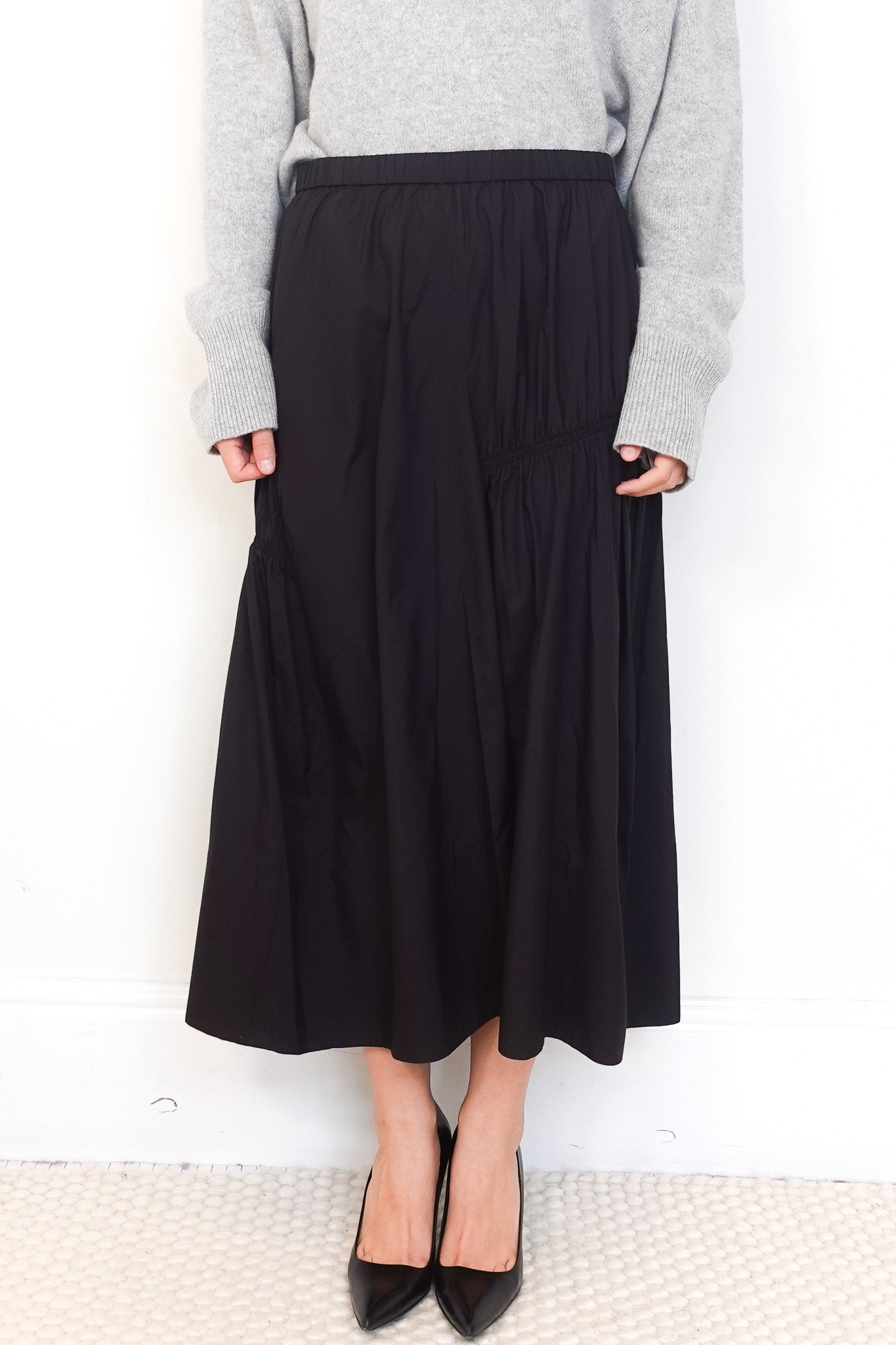 NEW Tibi Crispy Nylon black Panelled Skirt RRP £450 | Authentic Preloved - Reloved Again