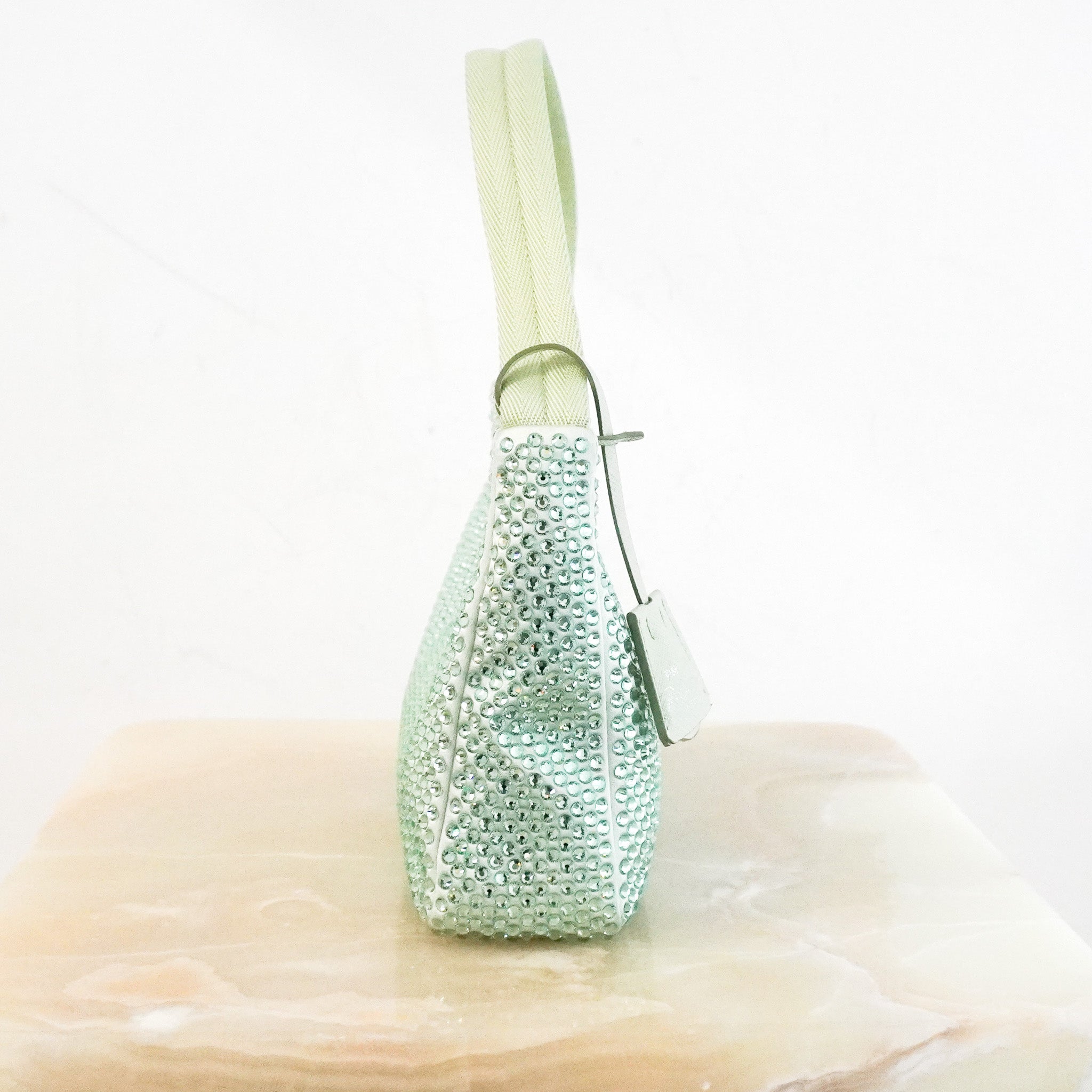 Prada Re - Edition 2000 Green Crystal Satin Bag RRP £1980 | Authentic Preloved - Reloved Again