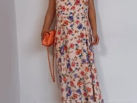 Sézane floral silk dress in pink