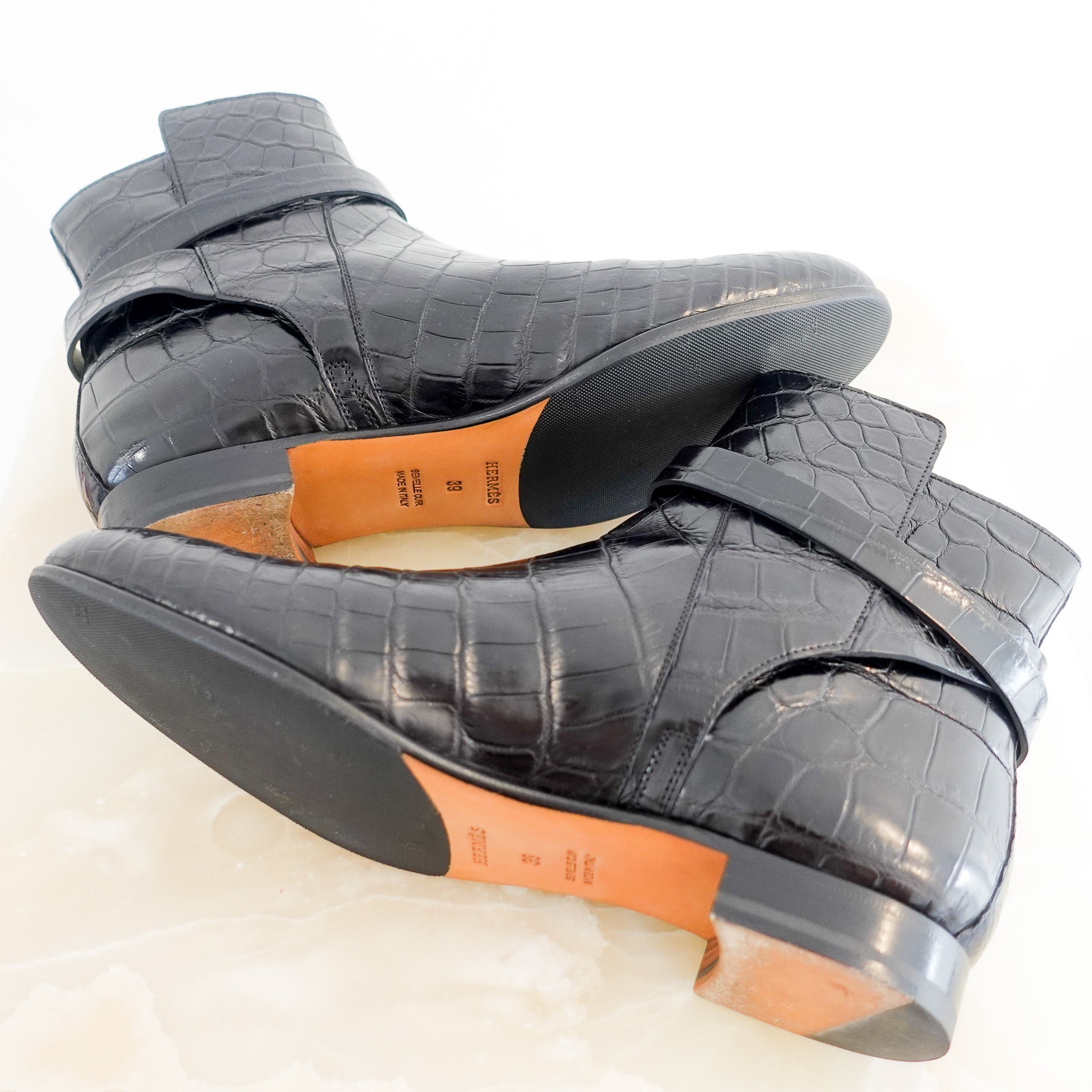 rare-hermes-neo-noir-crocodile-buckled-boots-sole-picture-chelsea-london