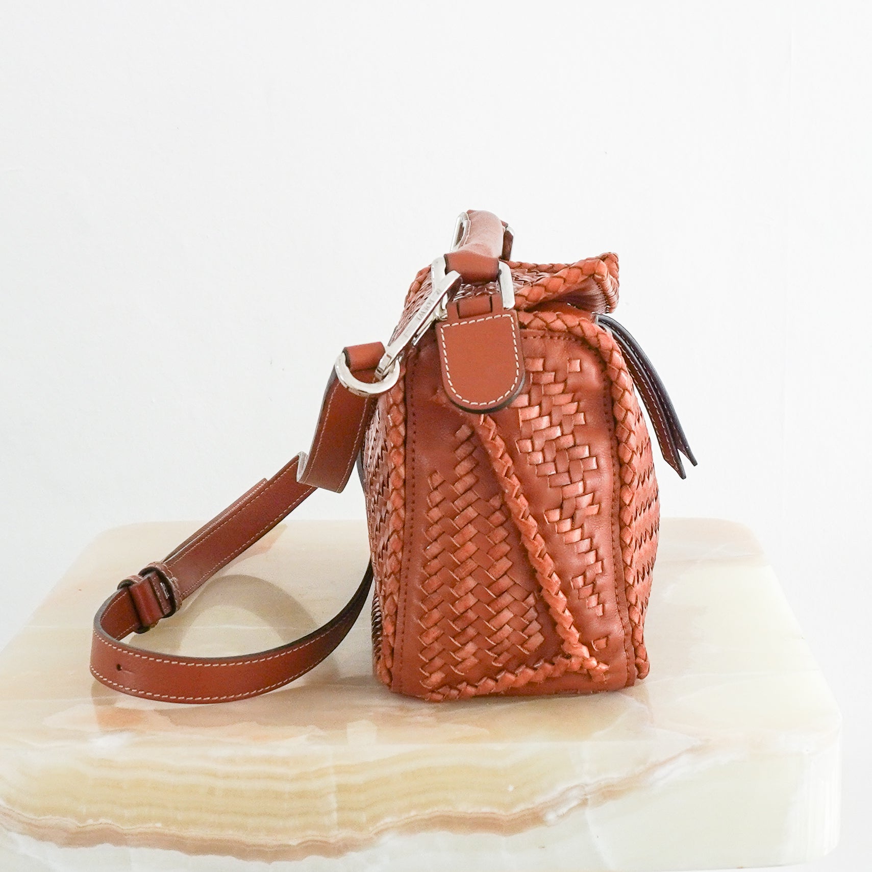 RARE LOEWE Small Cognac Brown Woven Puzzle Bag (RRP £2900) | Authentic Preloved - Reloved Again