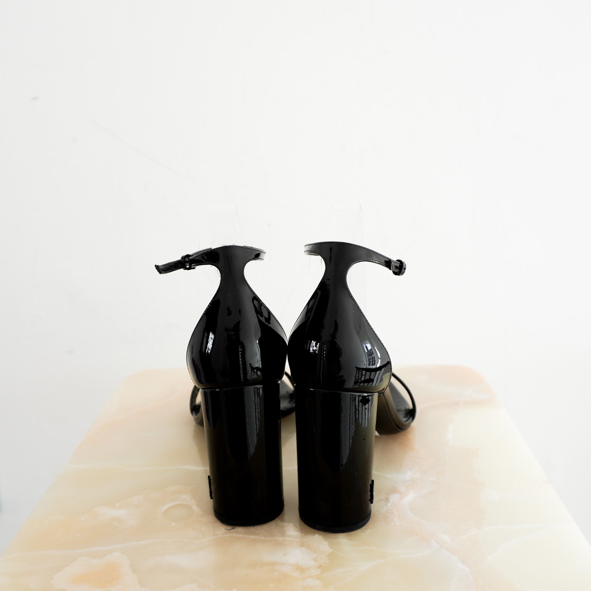 New Saint Laurent Bea Patent Heels in Black RRP £850 | Authentic Preloved - Reloved Again