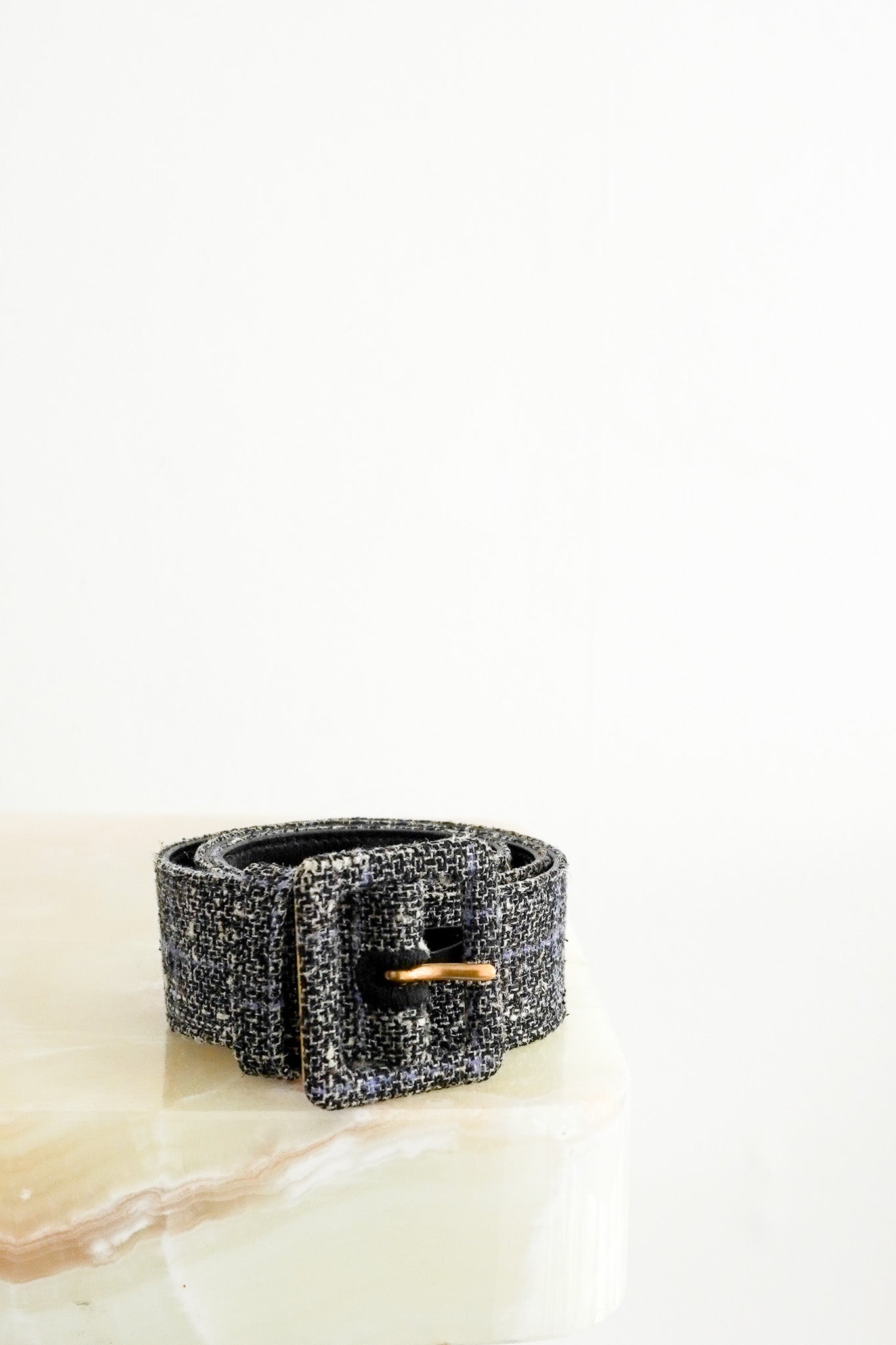 Saint Laurent Black Tweed & Leather Belt (RRP £400) | Authentic Preloved FINAL SALE - Reloved Again