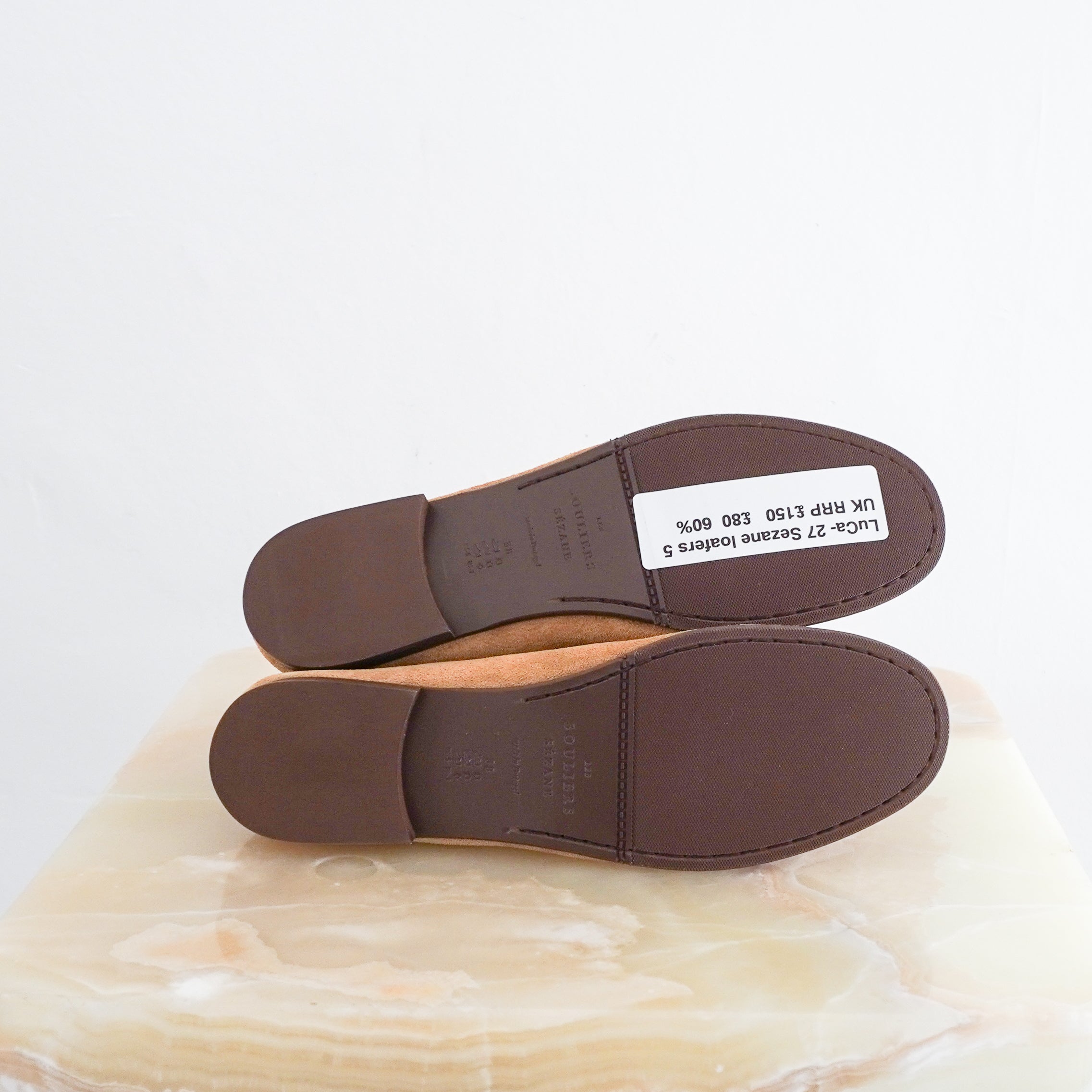 Base image of the Sezane loafers showing the dark brown base.