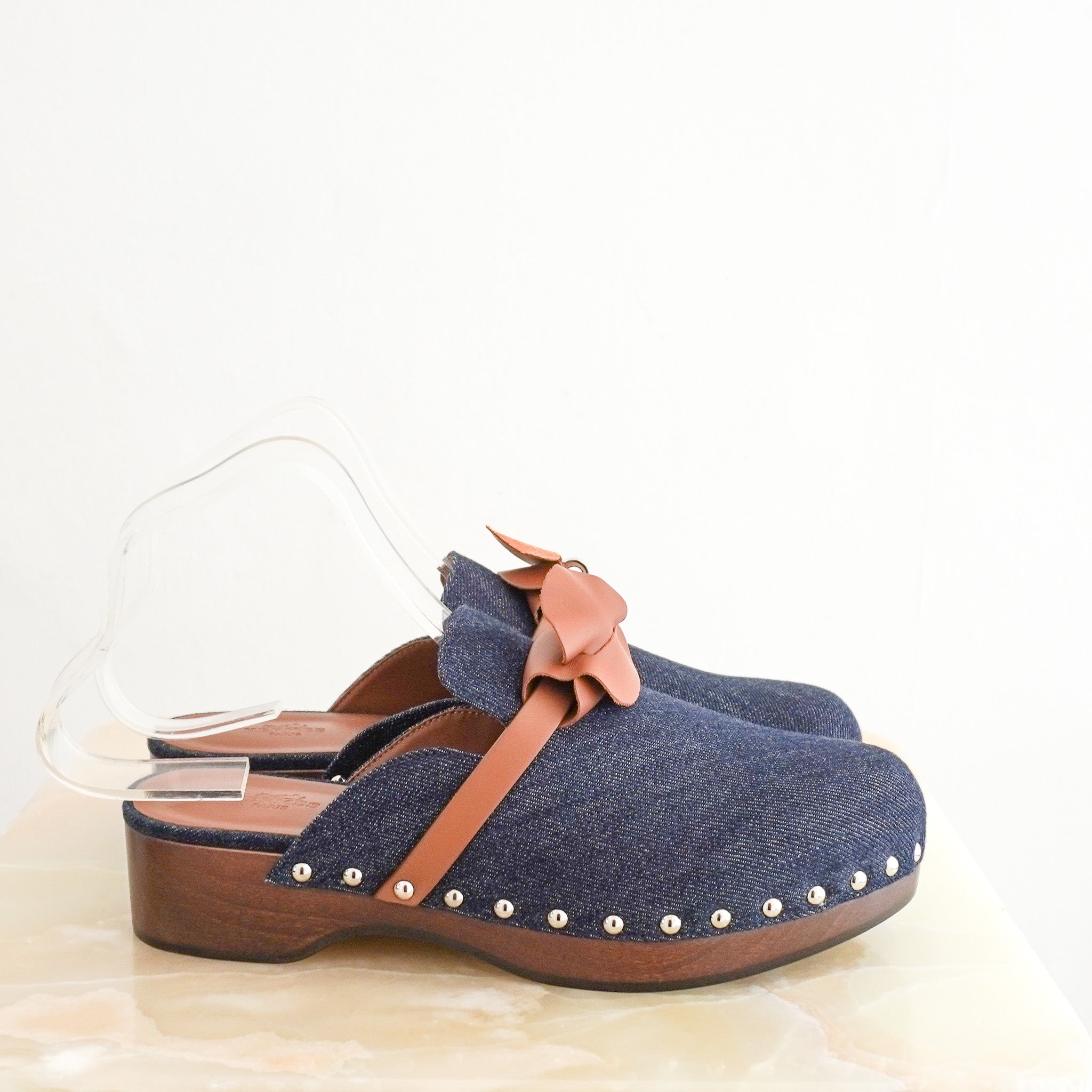 side image Hermès Carlotta Denim Mules