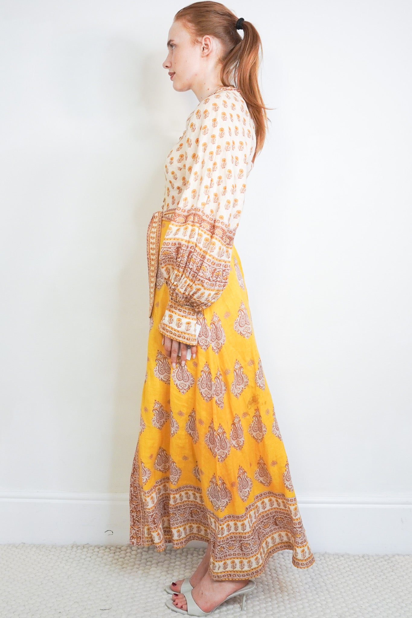 side image of the Zimmermann Yellow Linen Tunic Dress