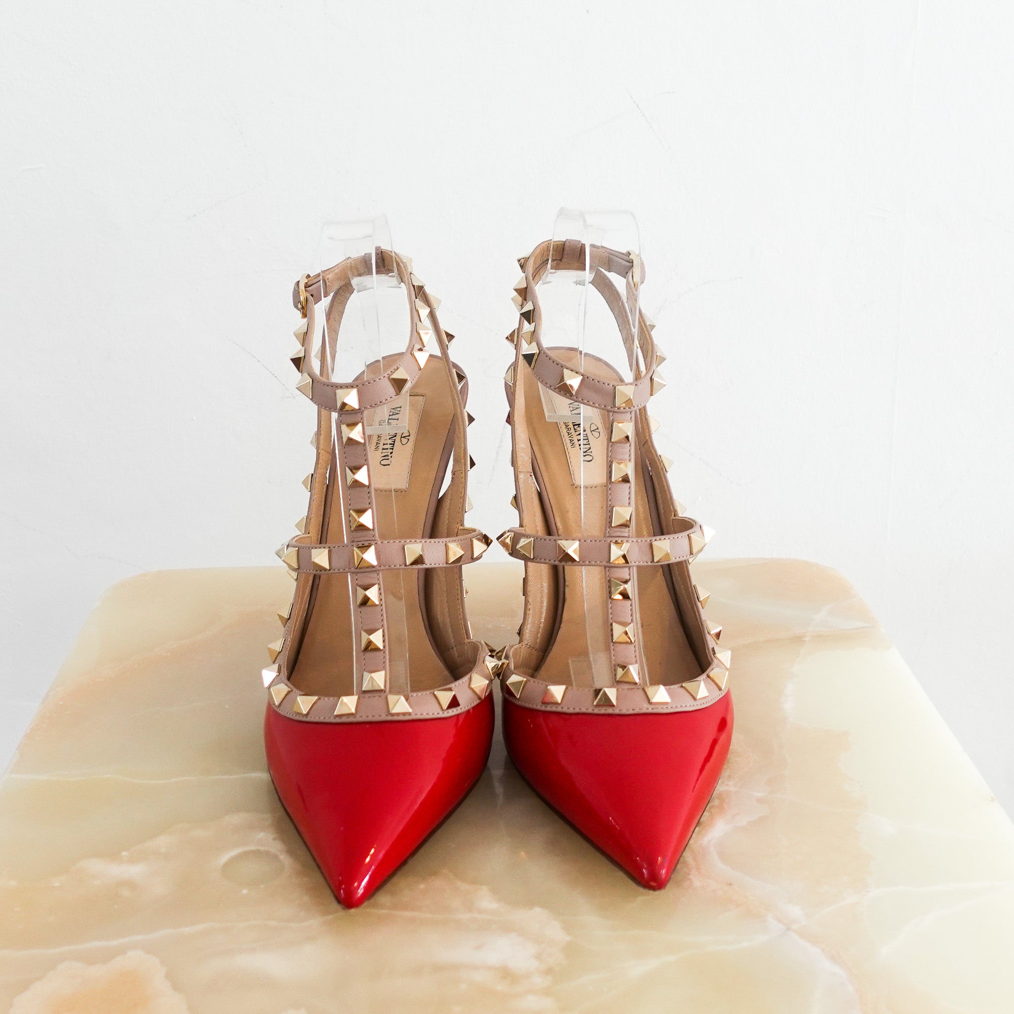 Valentino Rockstud Red Patent Heels RRP £750 | Authentic Preloved - Reloved Again