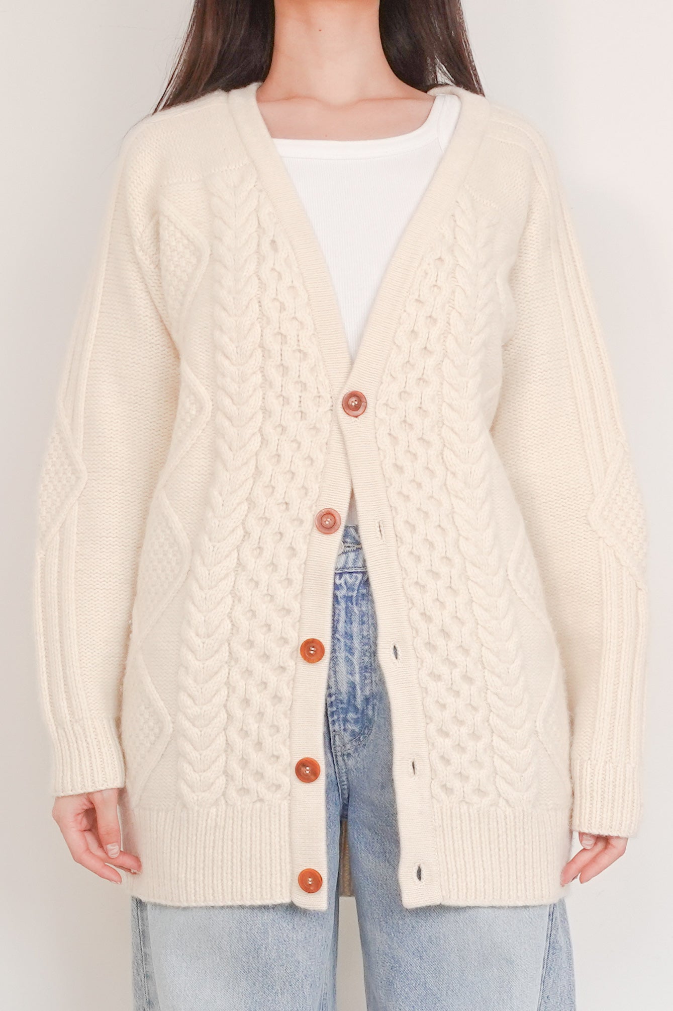 Cream long line cardigan RRP £250