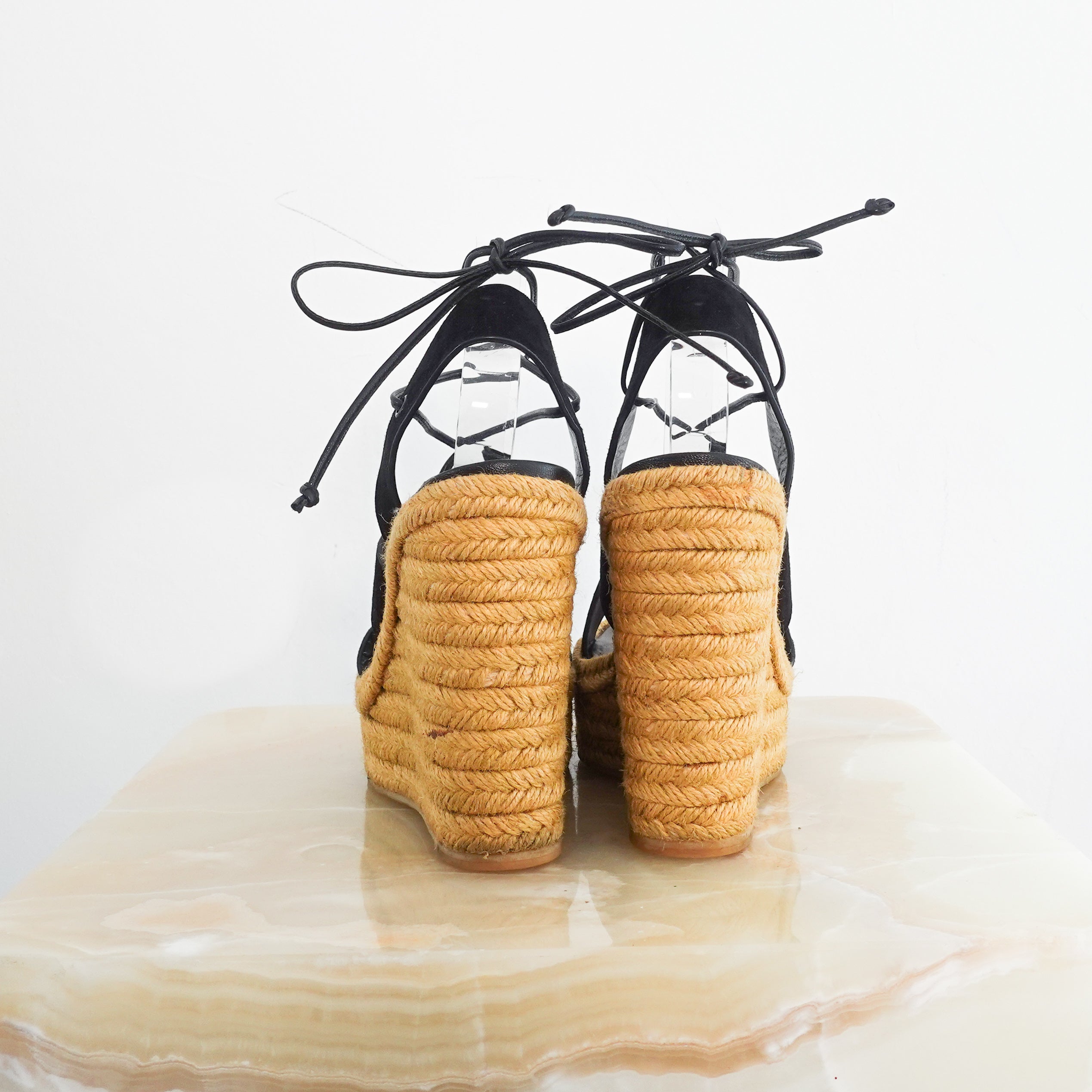 Black suede espadrille sandals