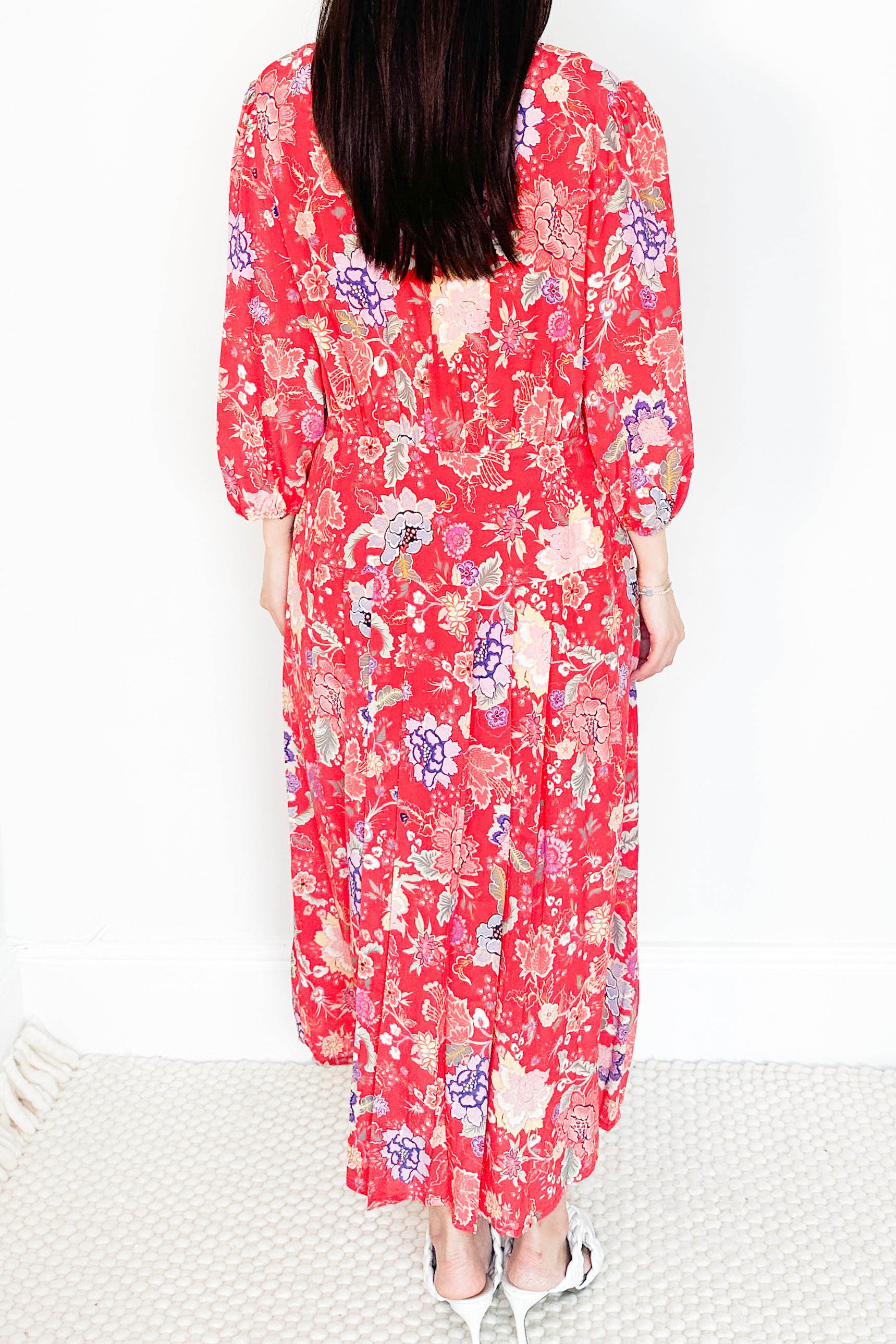 Peony floral coral dress RRP £250