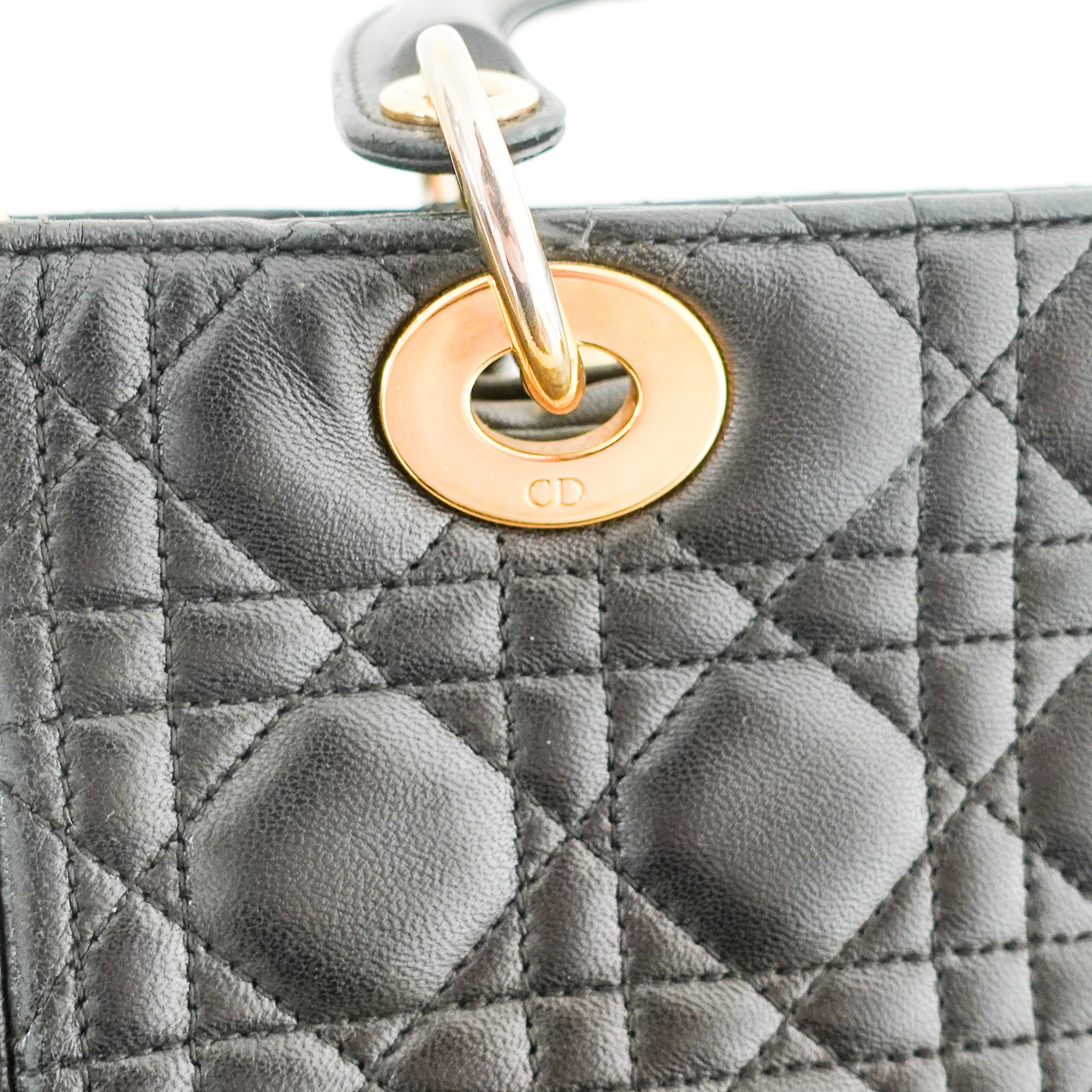 Black large lambskin cannage lady dior RRP £4600