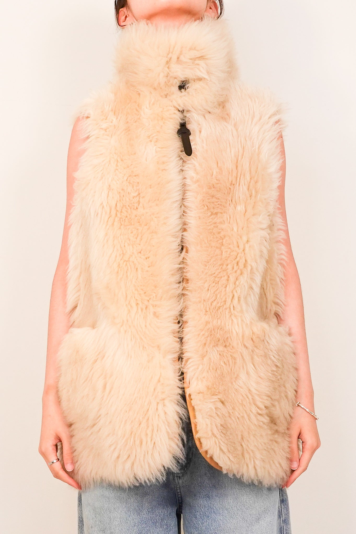 Sleeveless shearling coat RRP £1200