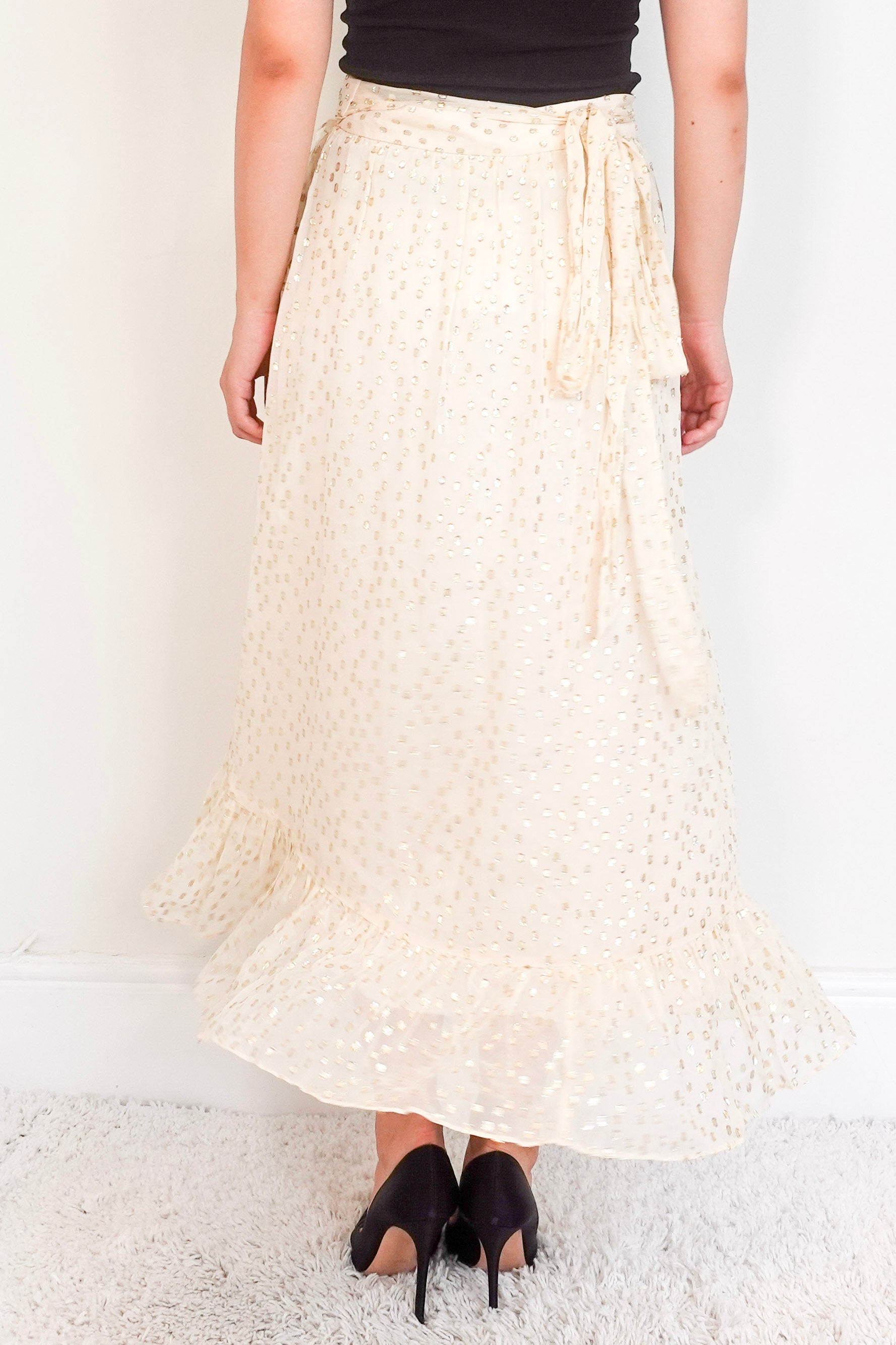Zimmermann gold detail Ruffle Wrap Skirt RRP £  | Preloved Authentic