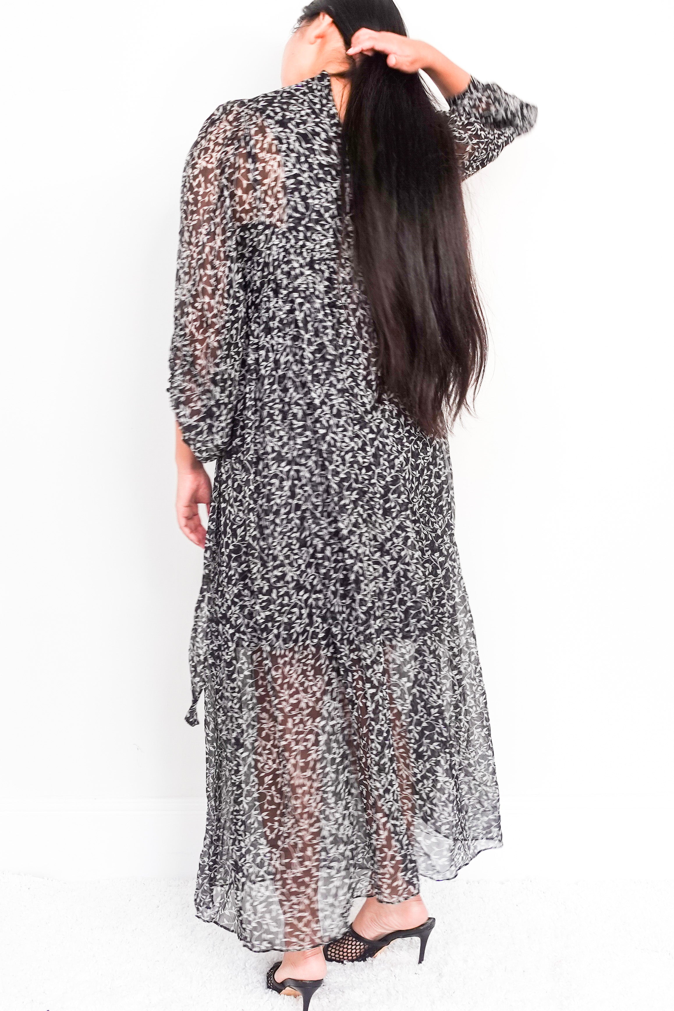 Black balloon-sleeved Maxi Dress RRP £850