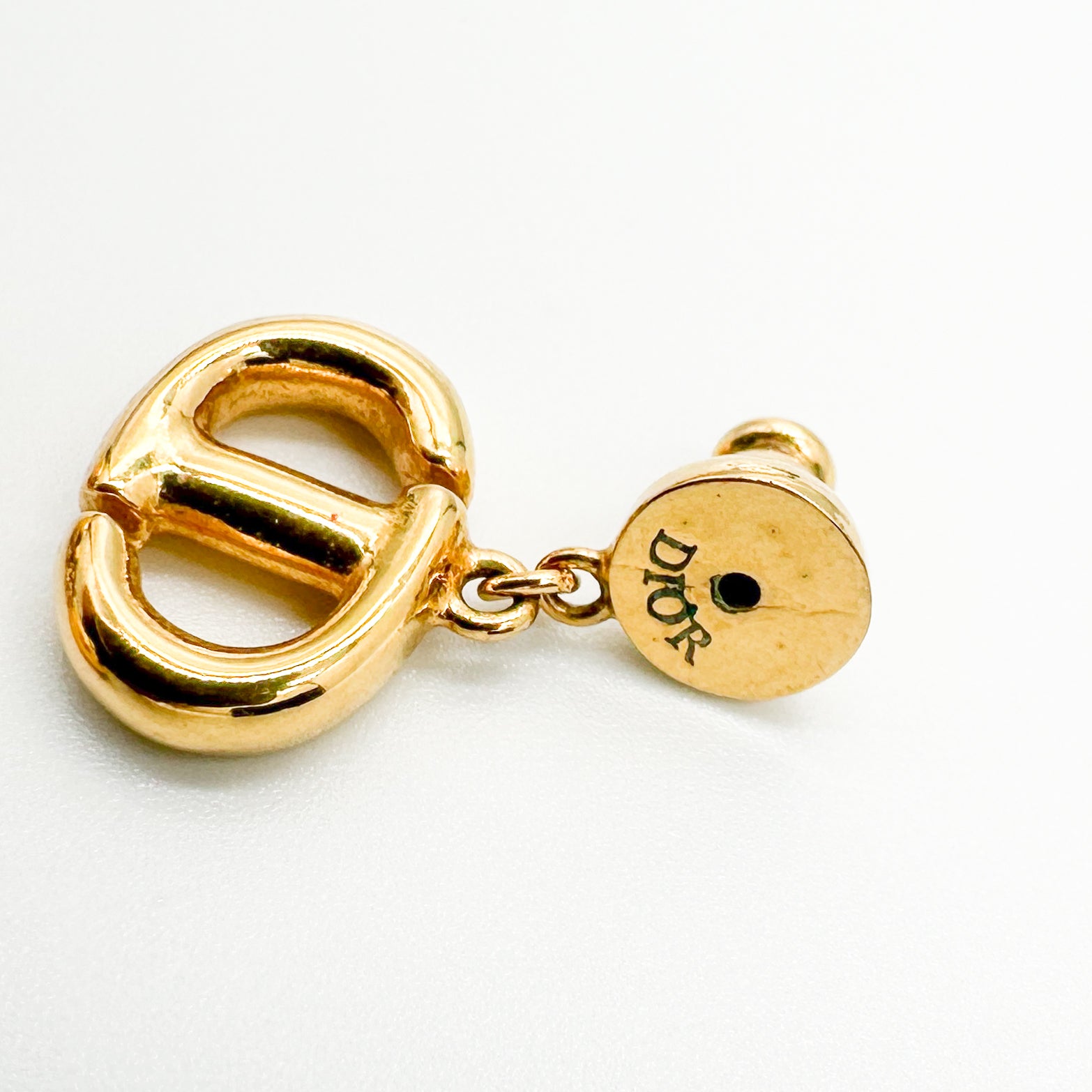 Dior CD Drop Earrings in Gold-Tone Metal (RRP £330) | Authentic Preloved FINAL SALE