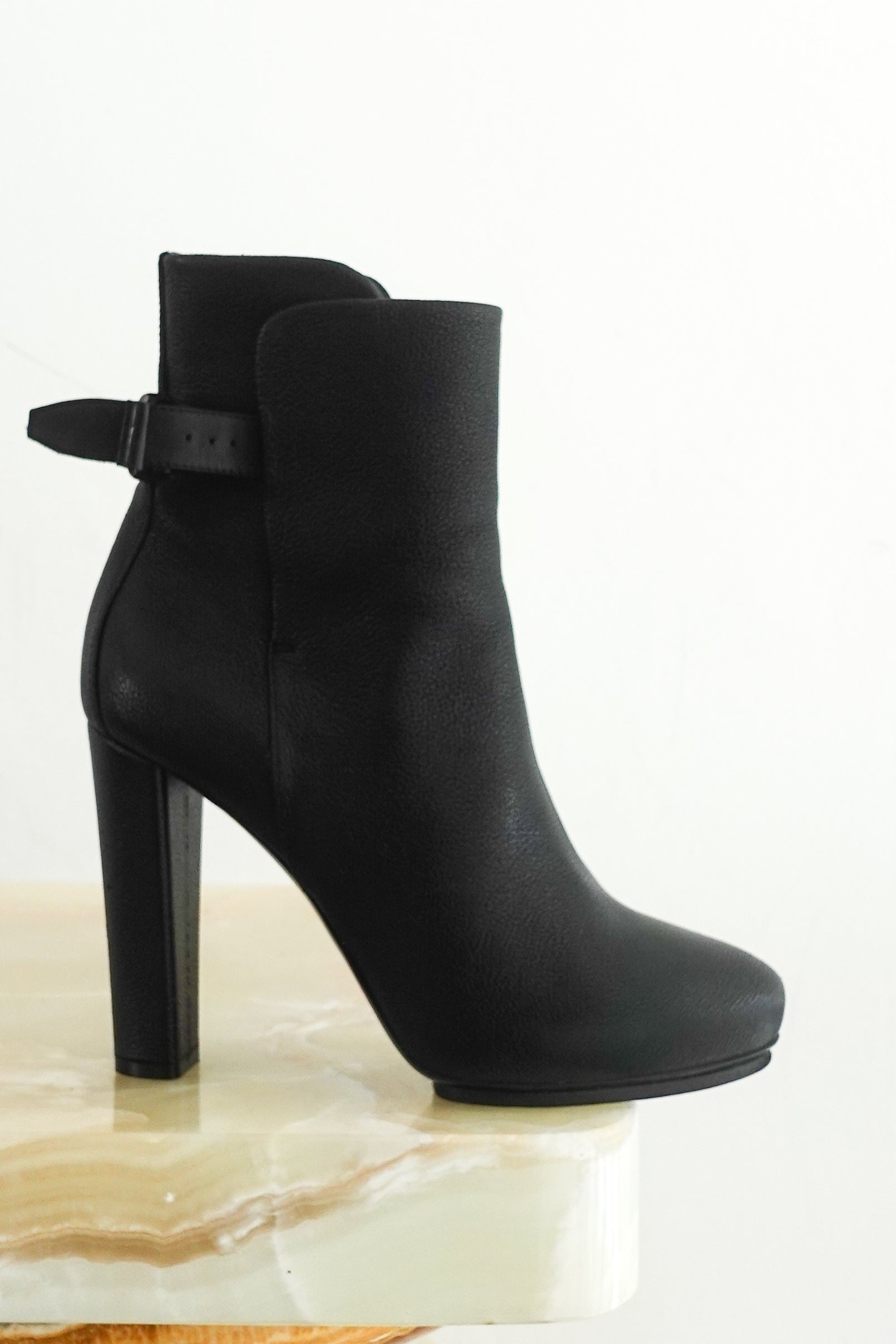 Black leather heeled boots RRP £225