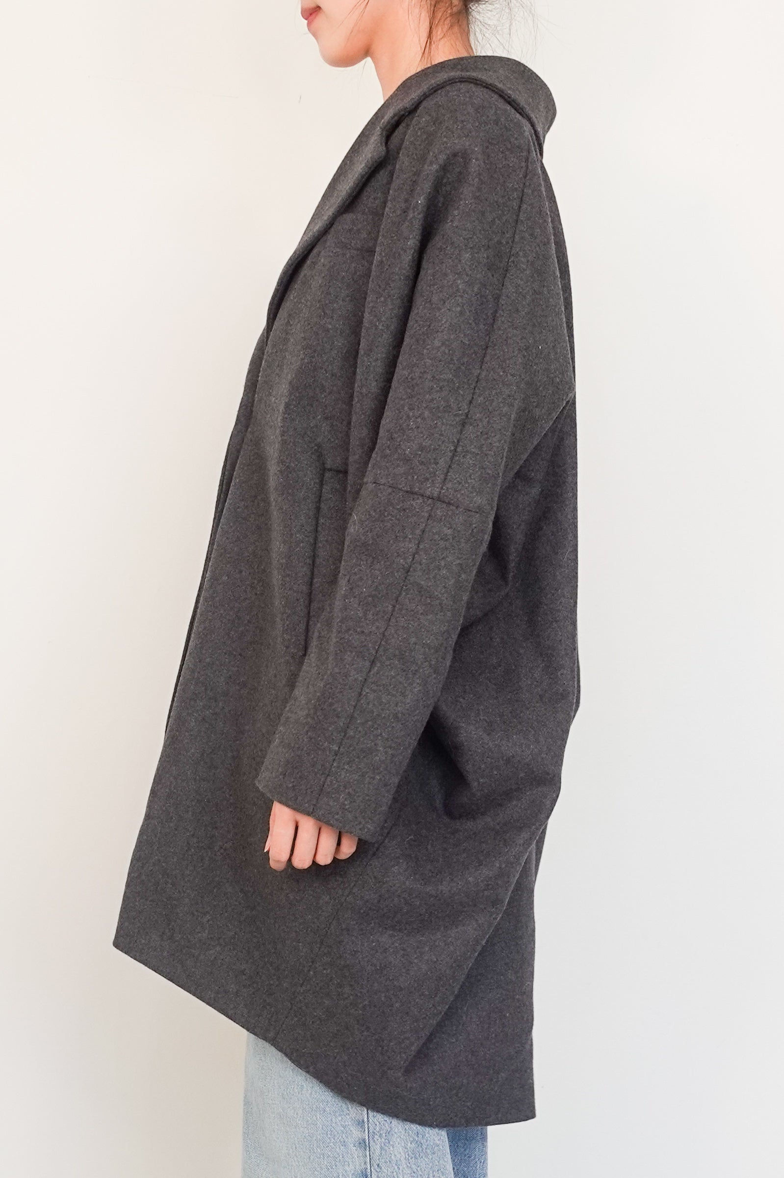 cocoon shape wool coat