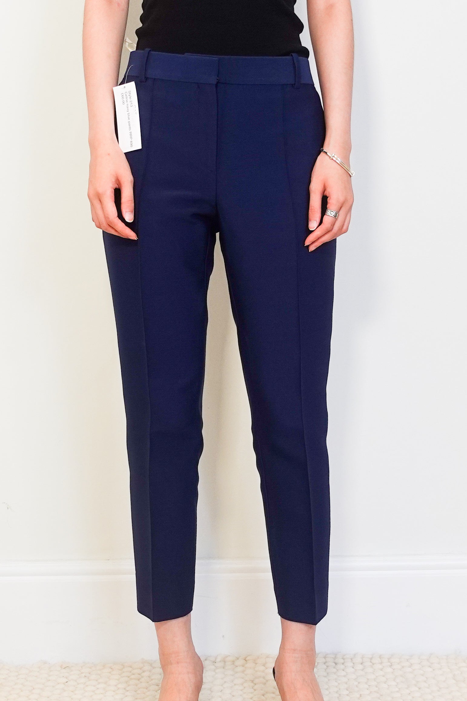 Navy blue straight trousers RRP £690