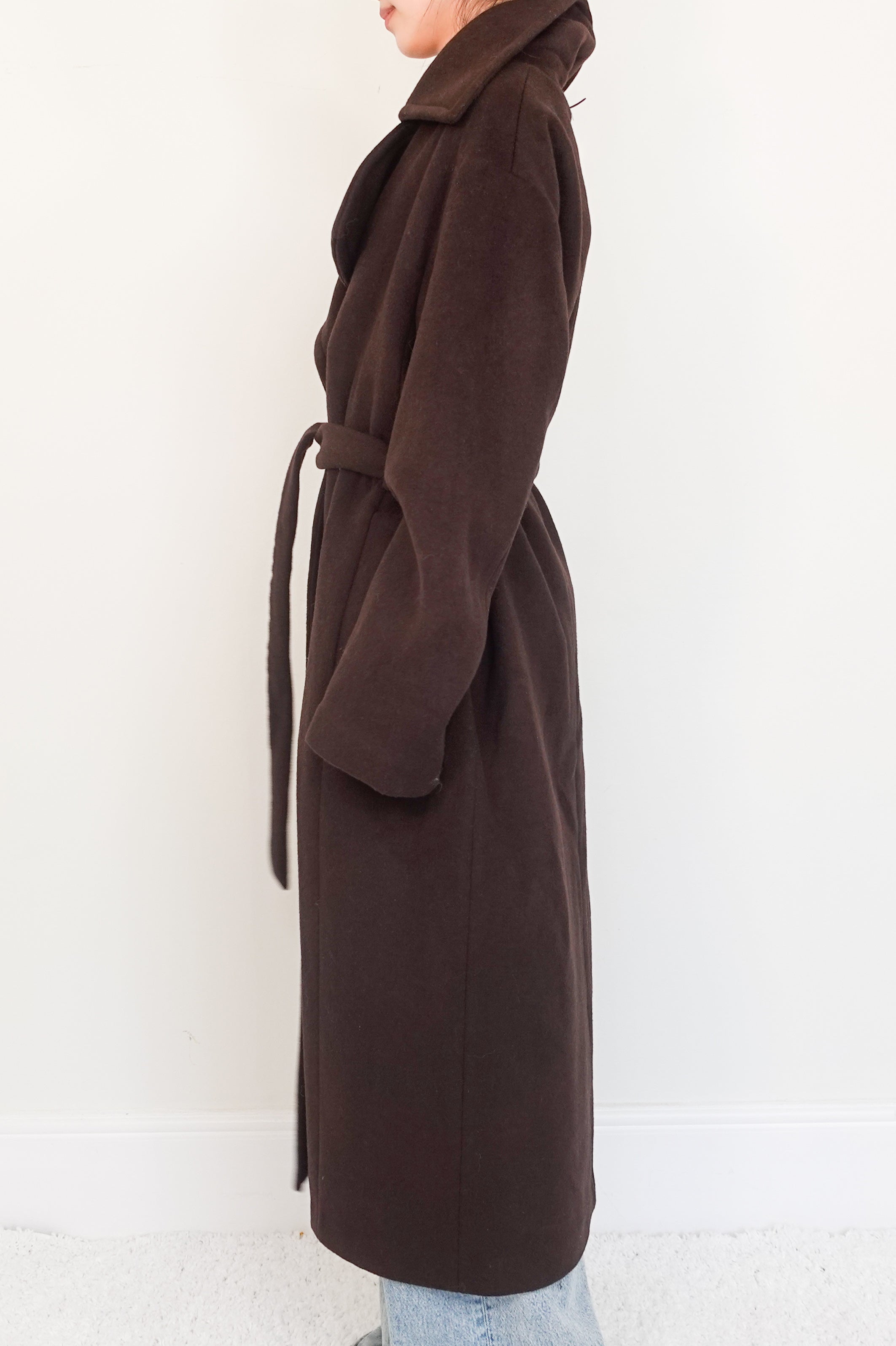 Chocolate brown Wool long line coat RRP £1,200