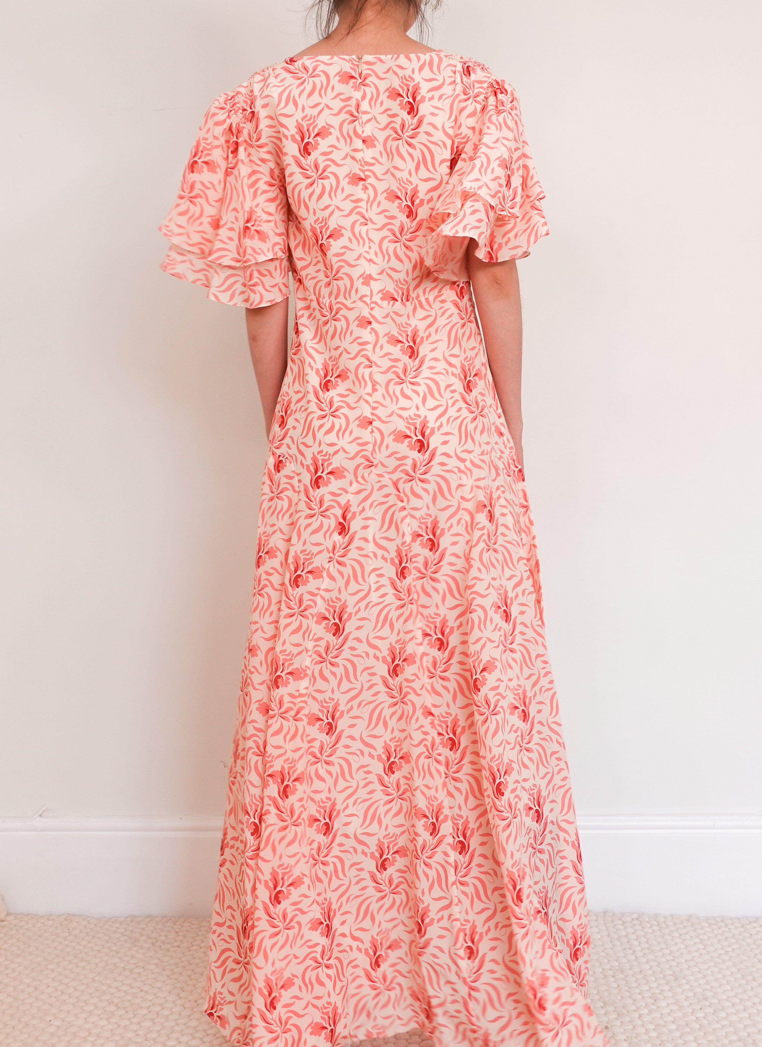 Pink floral maxi dress