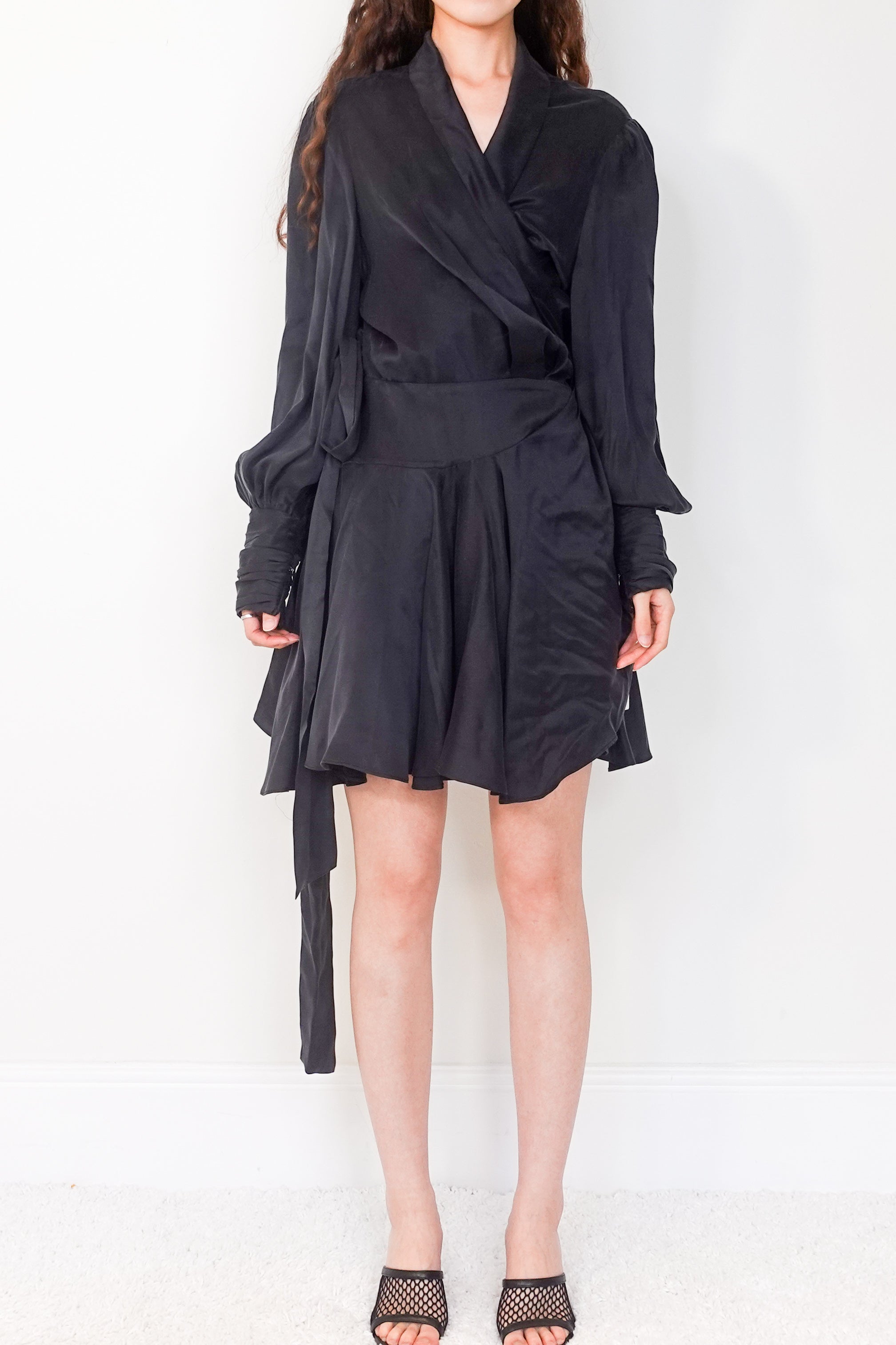 new black silk wrap dress  RRP £600