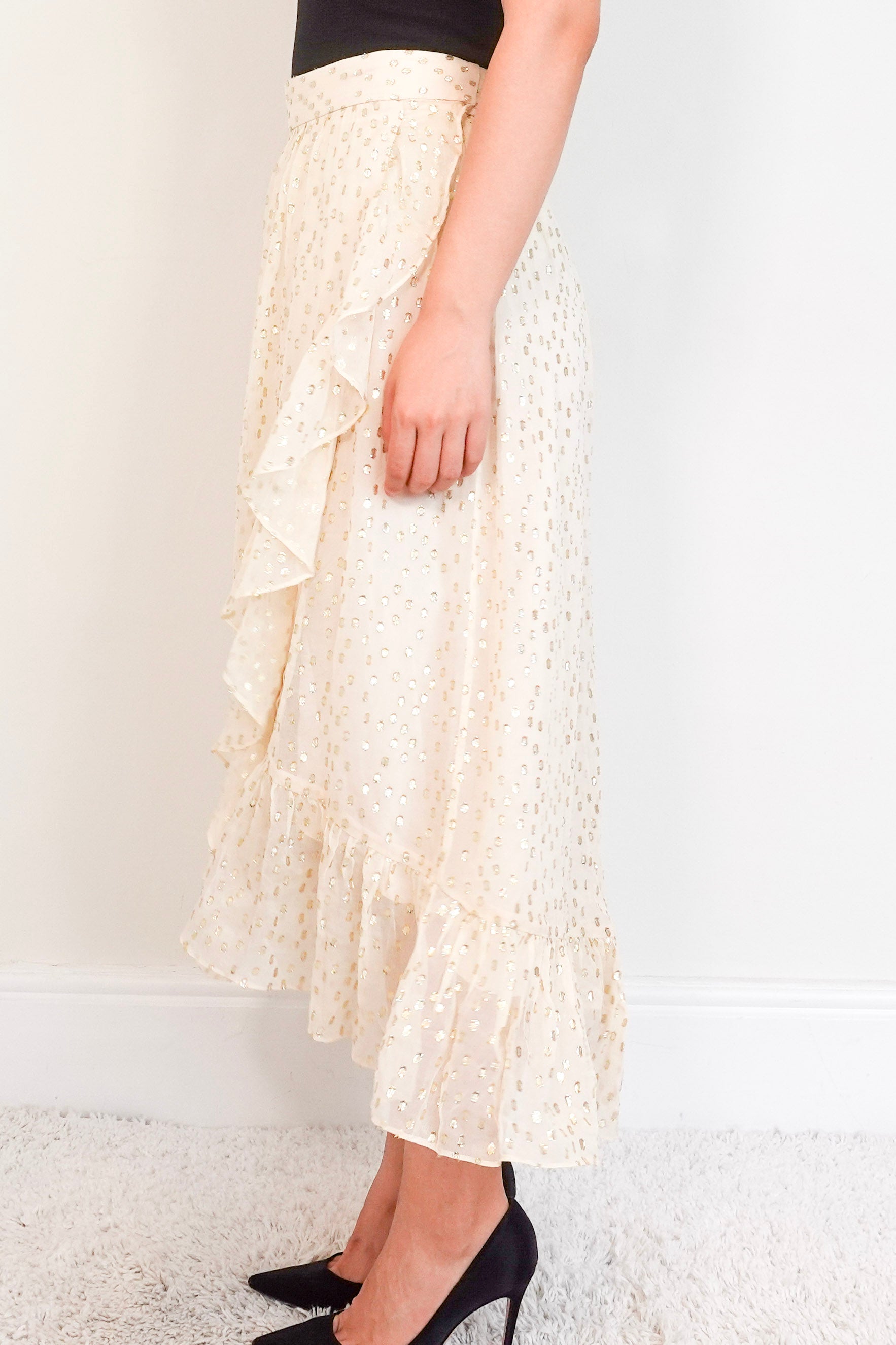 Zimmermann gold detail Ruffle Wrap Skirt RRP £  | Preloved Authentic