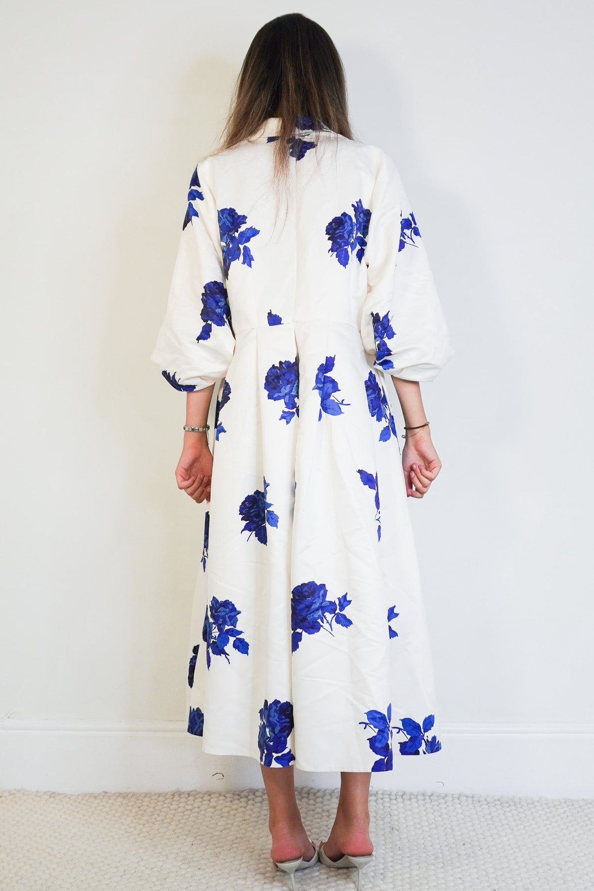 Emilia Wickstead White and Blue Floral Evening Coat Dress (RRP £400) | Authentic Preloved - Reloved Again