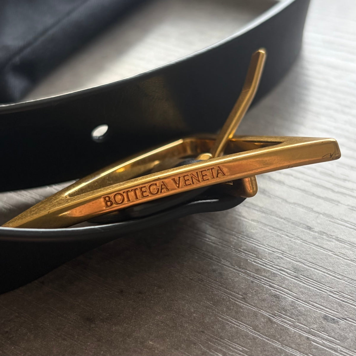 Bottega black triangle belt gold hardware 65 RRP £400