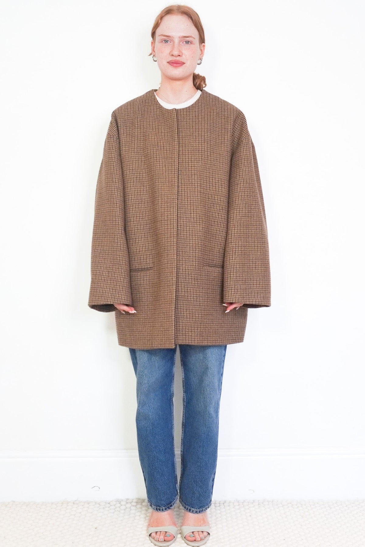 Celine Wool Houndstooth Coat in Brown RRP £1750 | Authentic Preloved