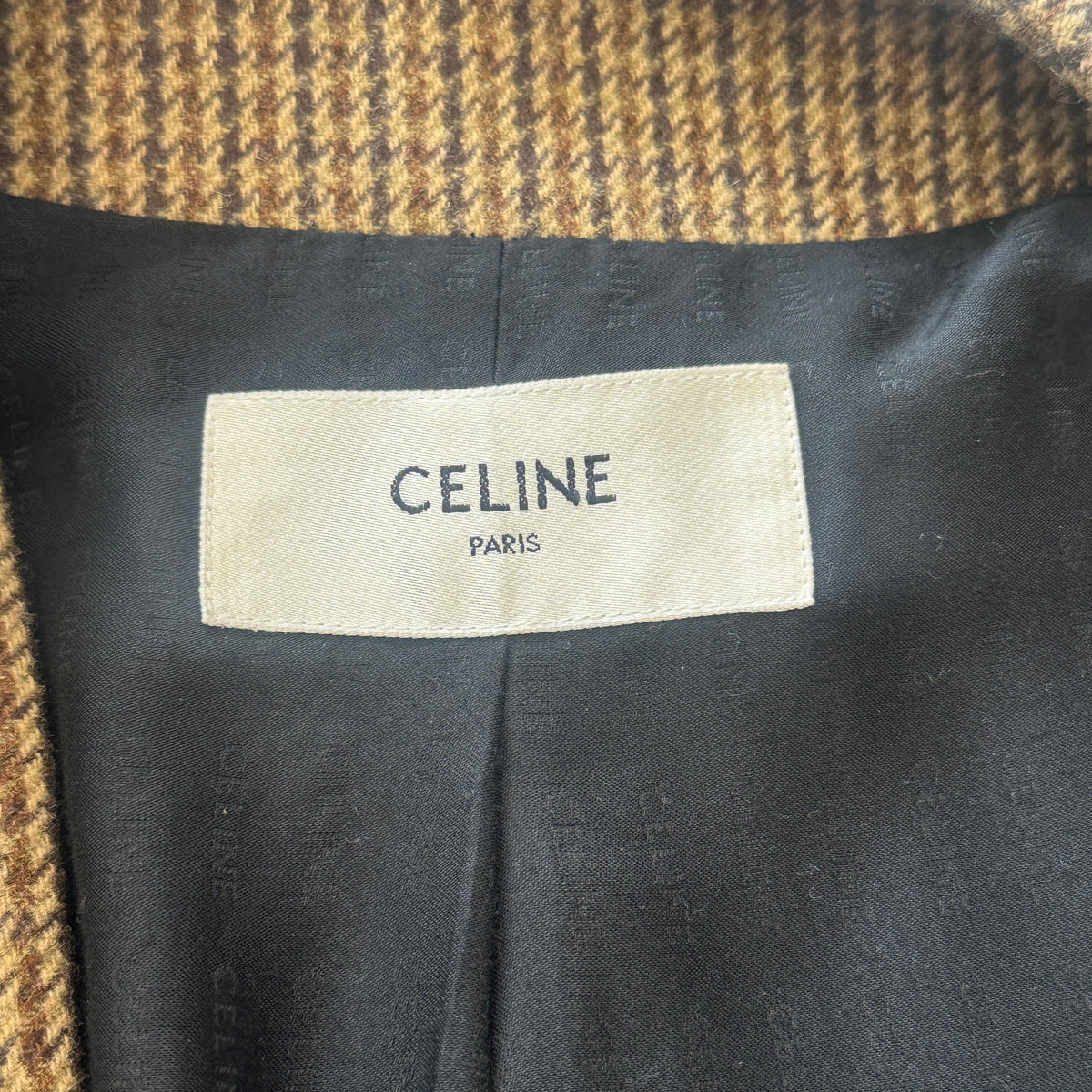 Celine Wool Houndstooth Coat in Brown RRP £1750 | Authentic Preloved