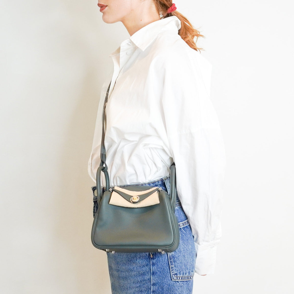 NEW Hermès Mini Lindy Bag in Vert Foncé Leather with Mixed Metal Hardware | Authentic Preloved - Reloved Again