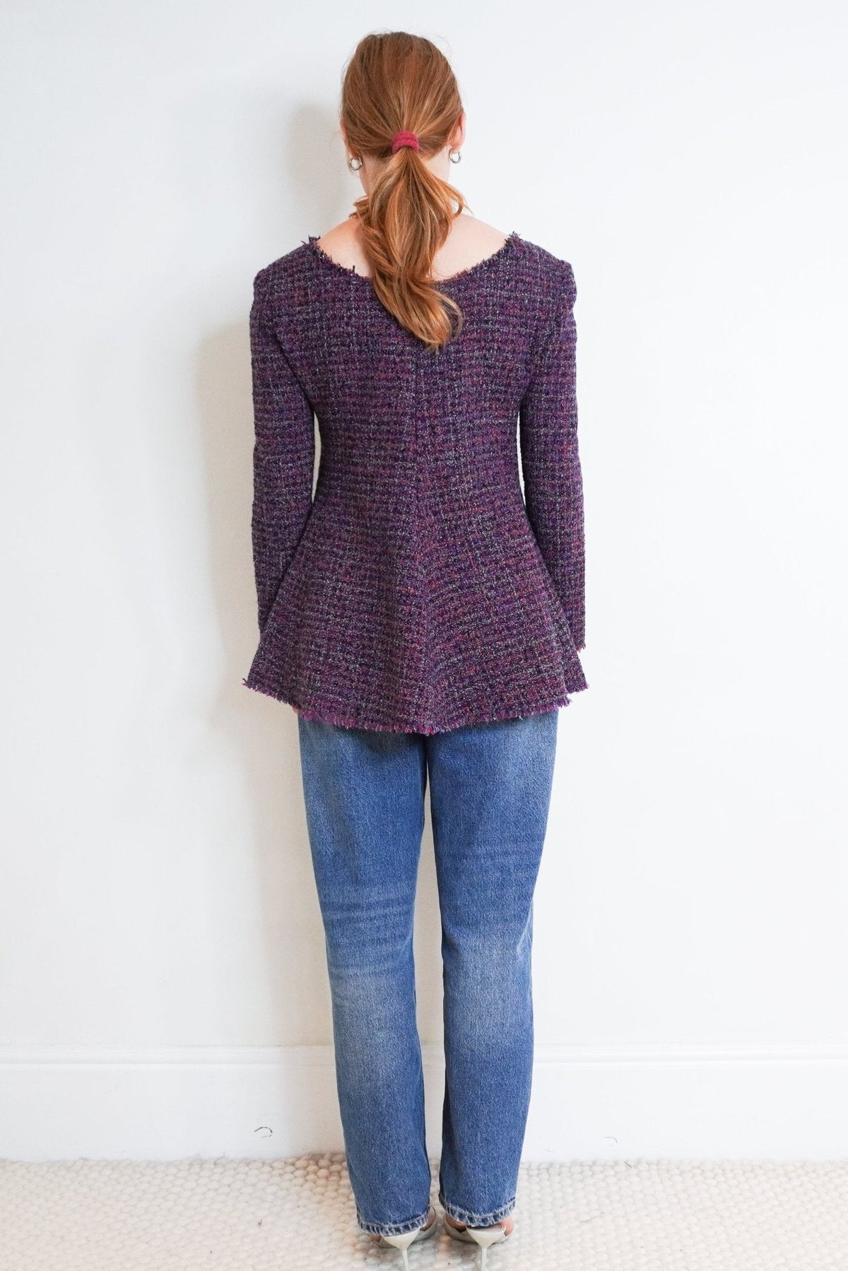 Chanel Purple Tweed peplum top Zip Back RRP £2000 | Authentic Preloved - Reloved Again