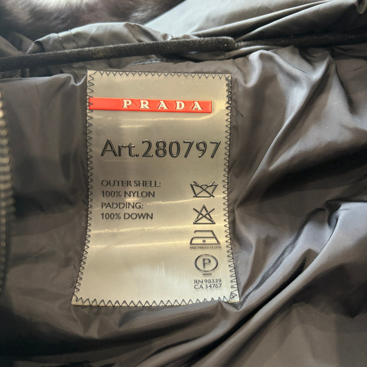 Prada black puffer jacket with hood RRP £2000