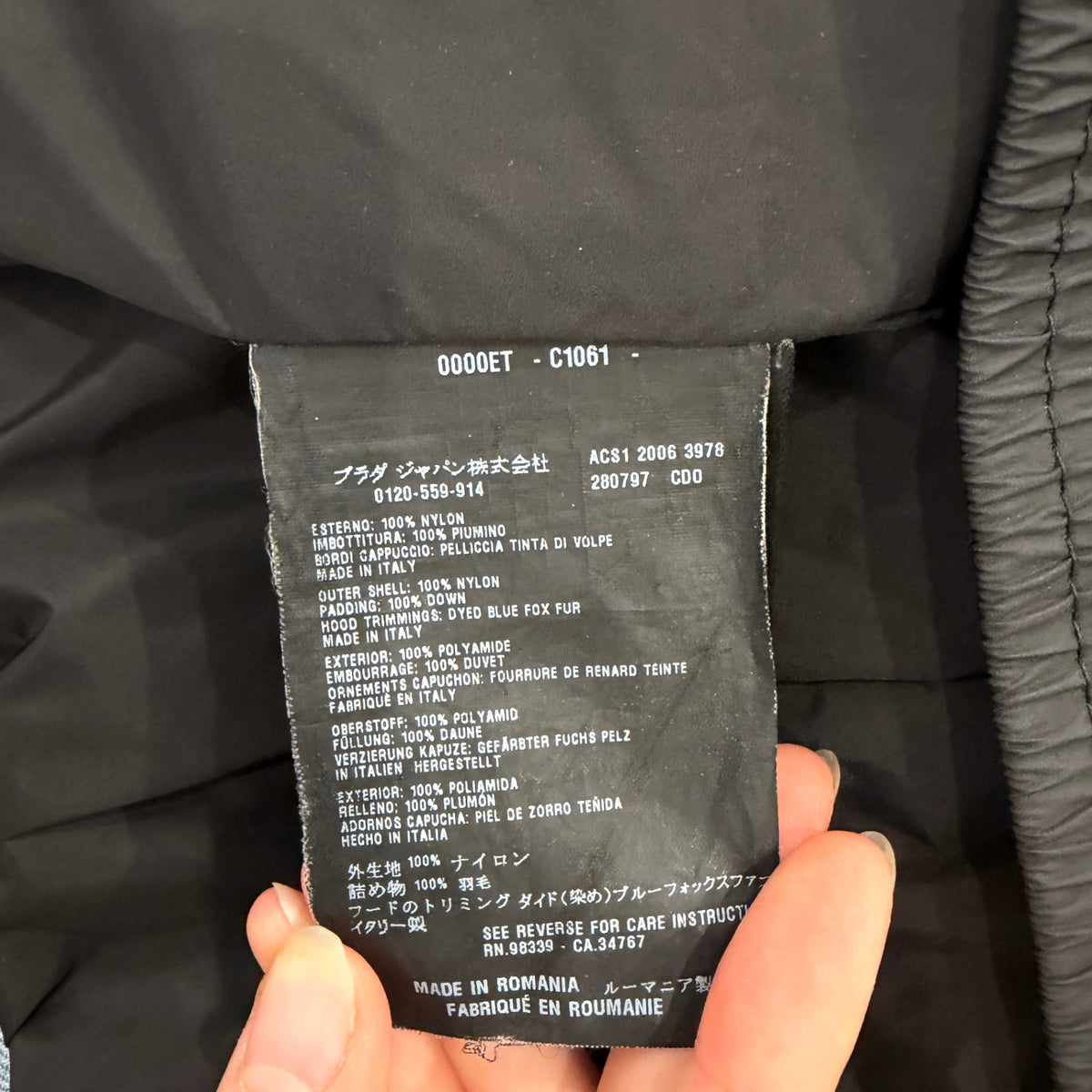 Prada black puffer jacket with hood RRP £2000