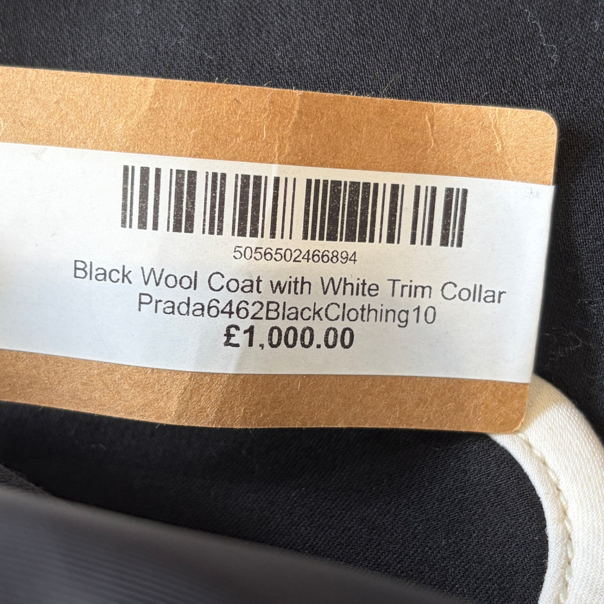 NEW Prada Black Wool Coat with White Trim Collar (RRP £2500) | Authentic Preloved - Reloved Again