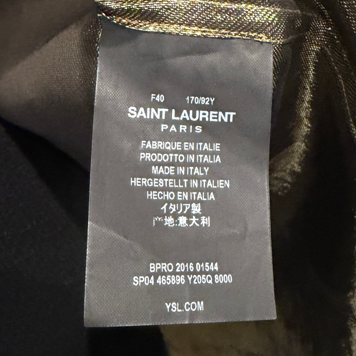 Saint Laurent lame gold shirt FR 40
